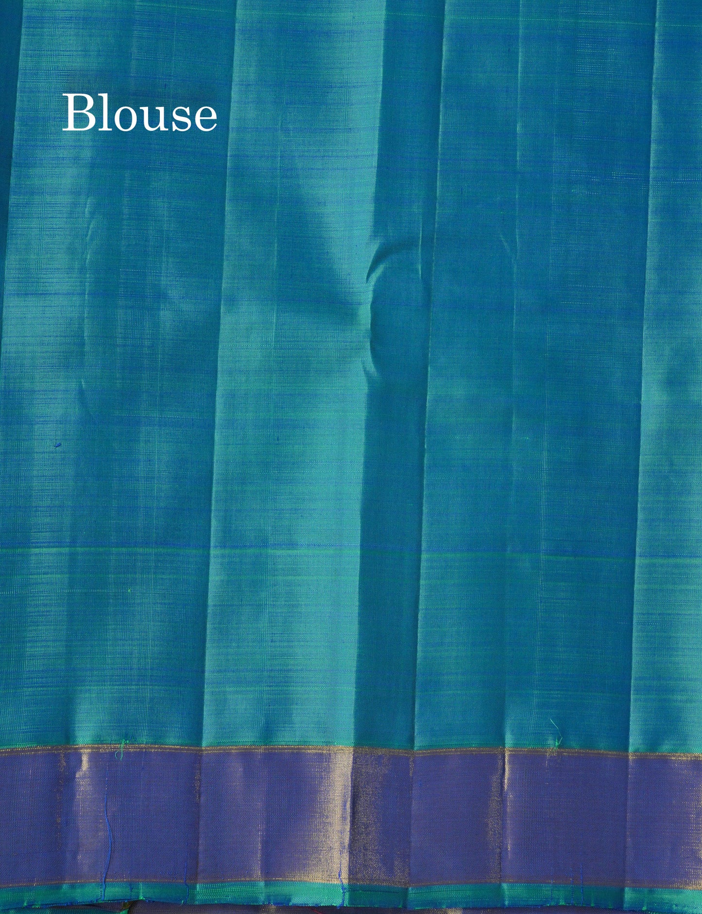 Dual tone Peacock Blue Pure Kanjivaram Silk Saree with Traditional Temple Border