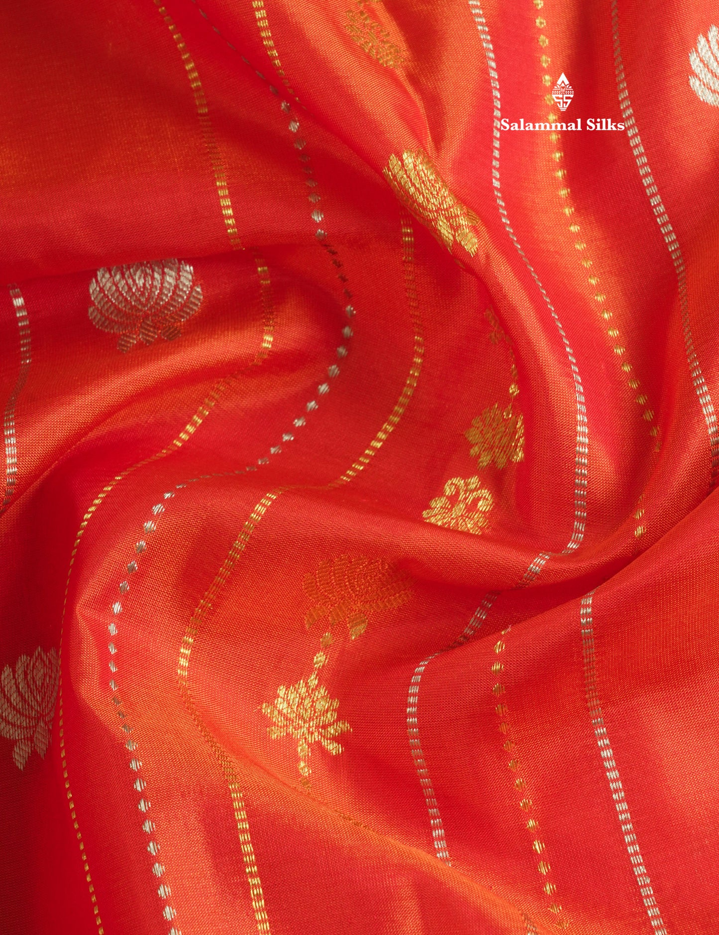 Rust Orange Pure Kanjivaram Silk Saree with Contrast Vadamalli Border