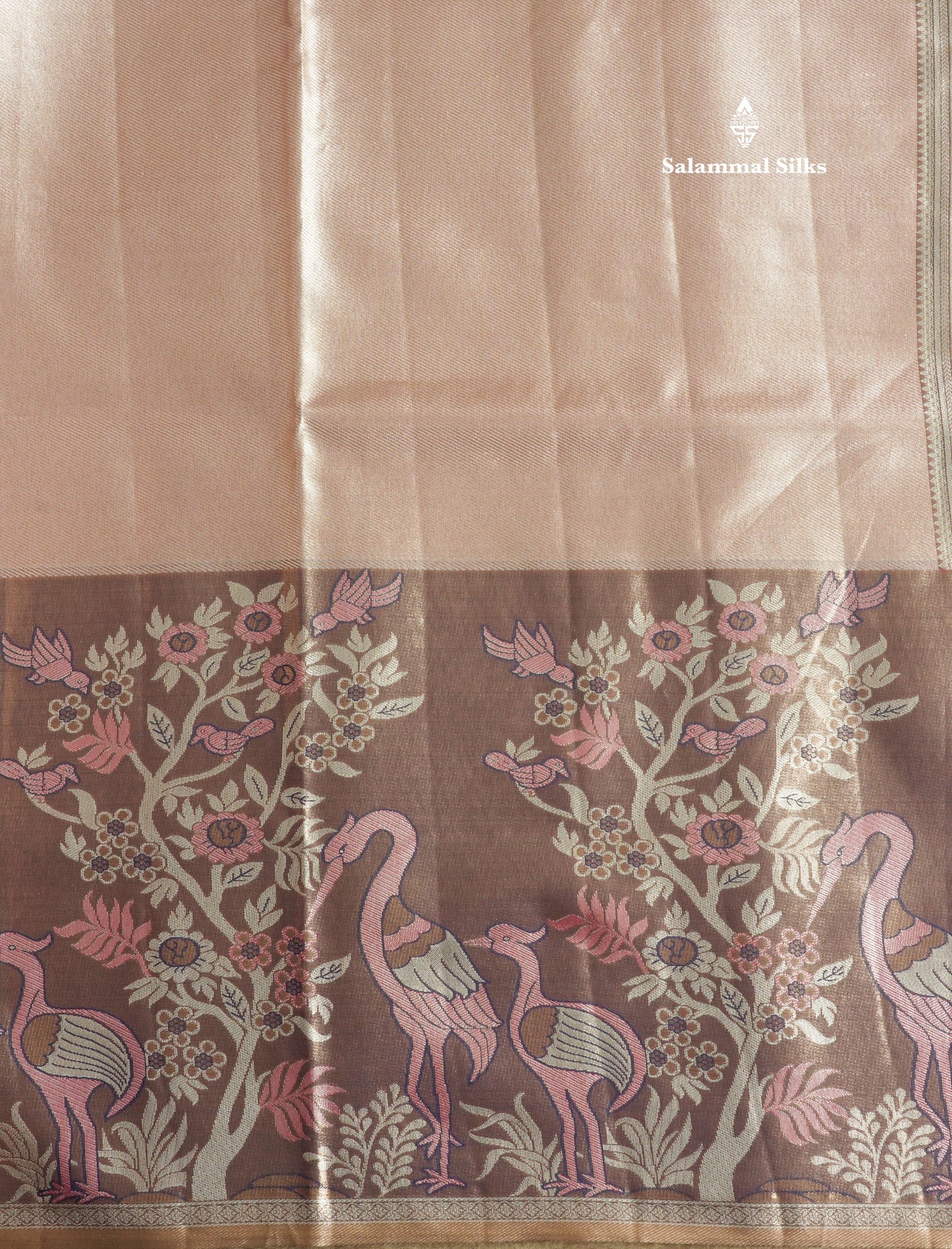 Light Pink Bridal Semi Silk Saree With Contrast Peach Evening Morning Border