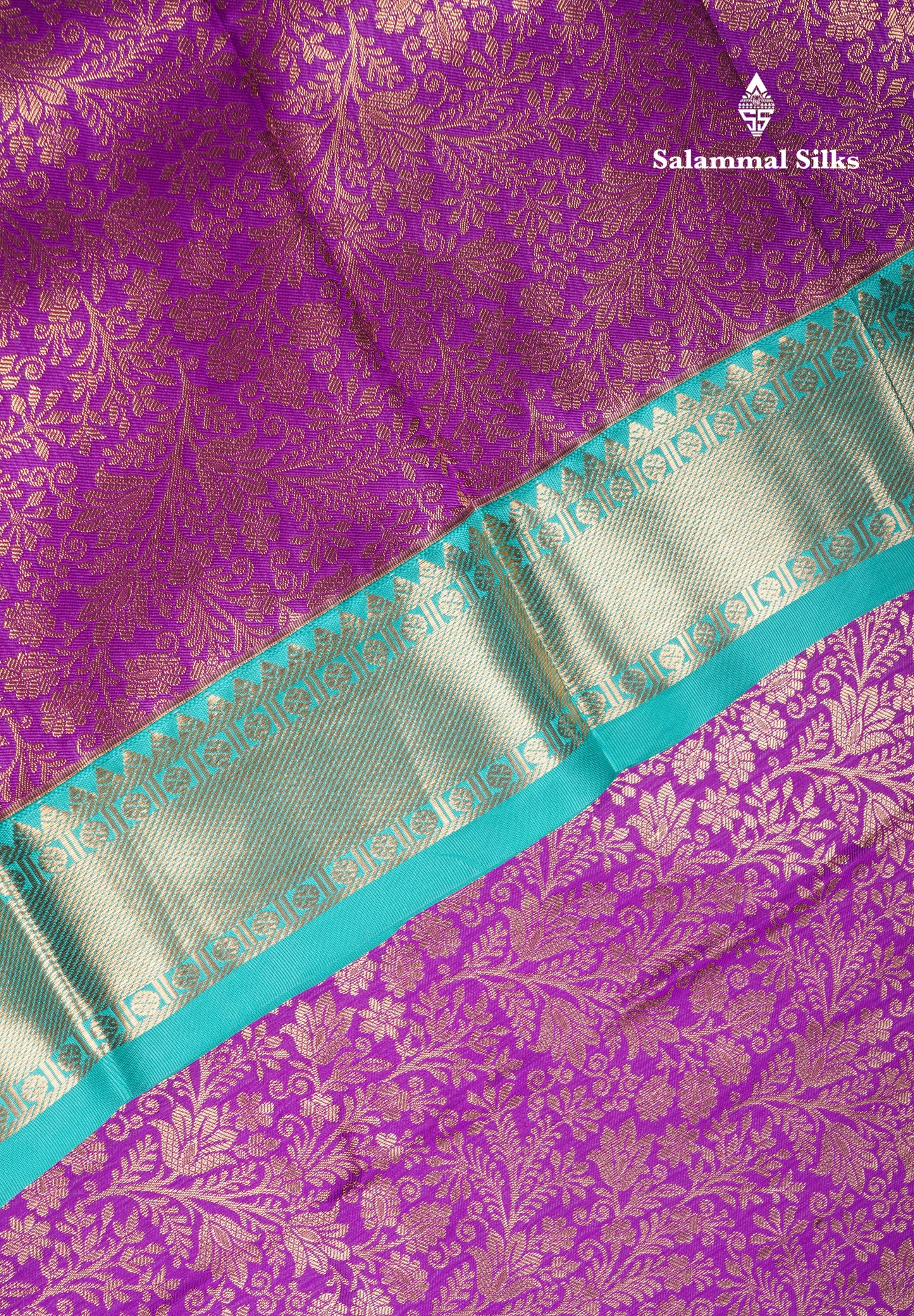 Purple Bridal Semi Silk Saree With Contrast Sapphire Green Border