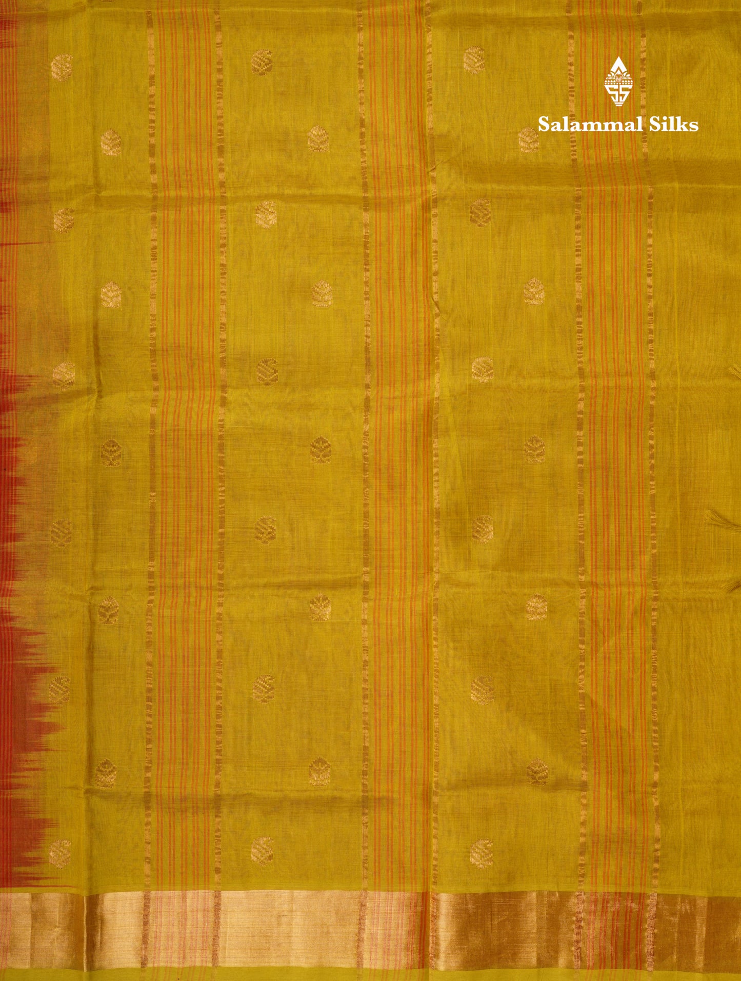 Orange Shade Pure Silk Cotton Saree With Contrast Manthulir Green Blouse