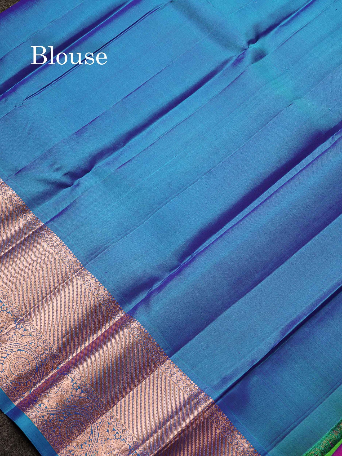 Beautiful Vadamalli Pure Kanjivaram Silk Saree With Contrast Peacock Blue Traditional Evening Morning Border
