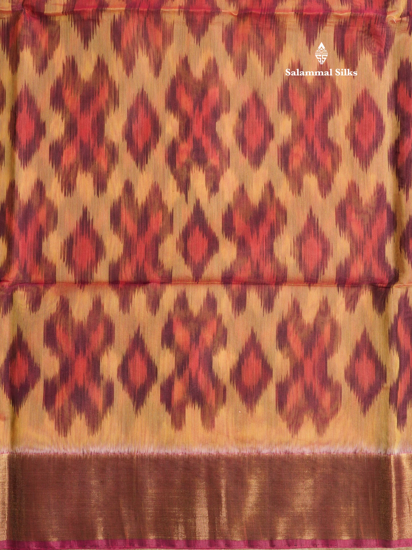 Premium Mustard Yellow Pochampalli SICO Cotton Saree With Gold Zari Border