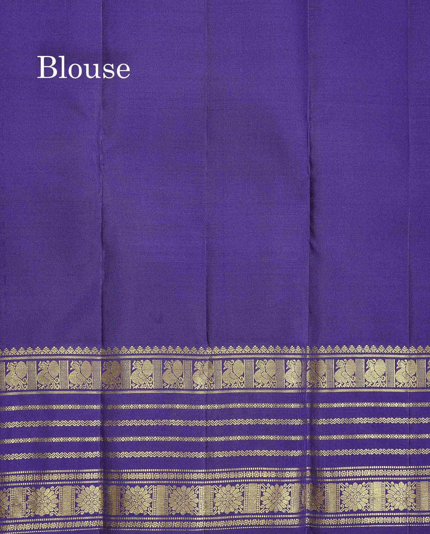 Pure Kanjivaram Silk Saree - Petrol Blue Colour Body Vertical Lines With Butta & Navy Blue Traditional Border