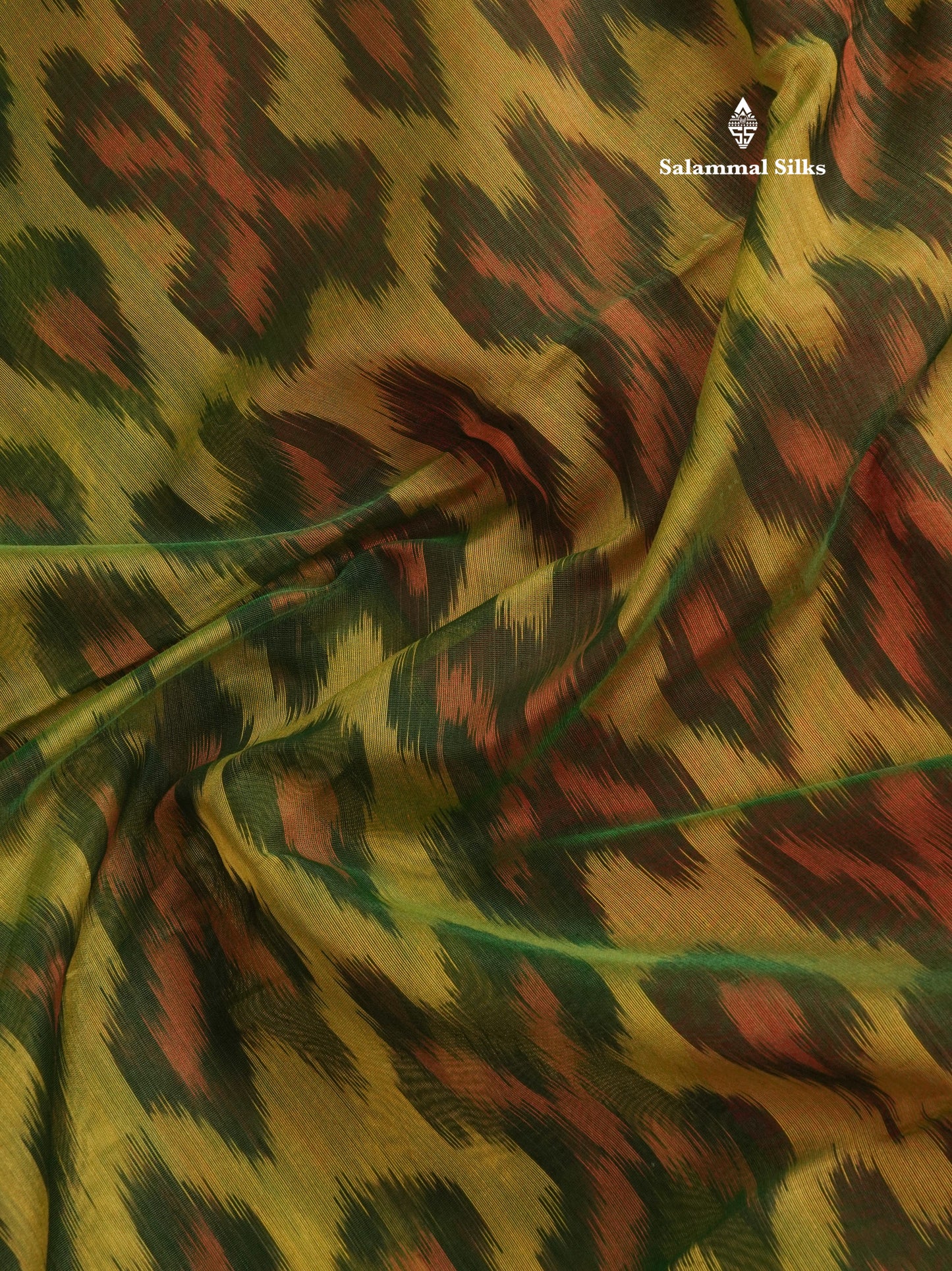 Premium Light Elachi Green Pochampalli SICO Cotton Saree With Gold Zari Border