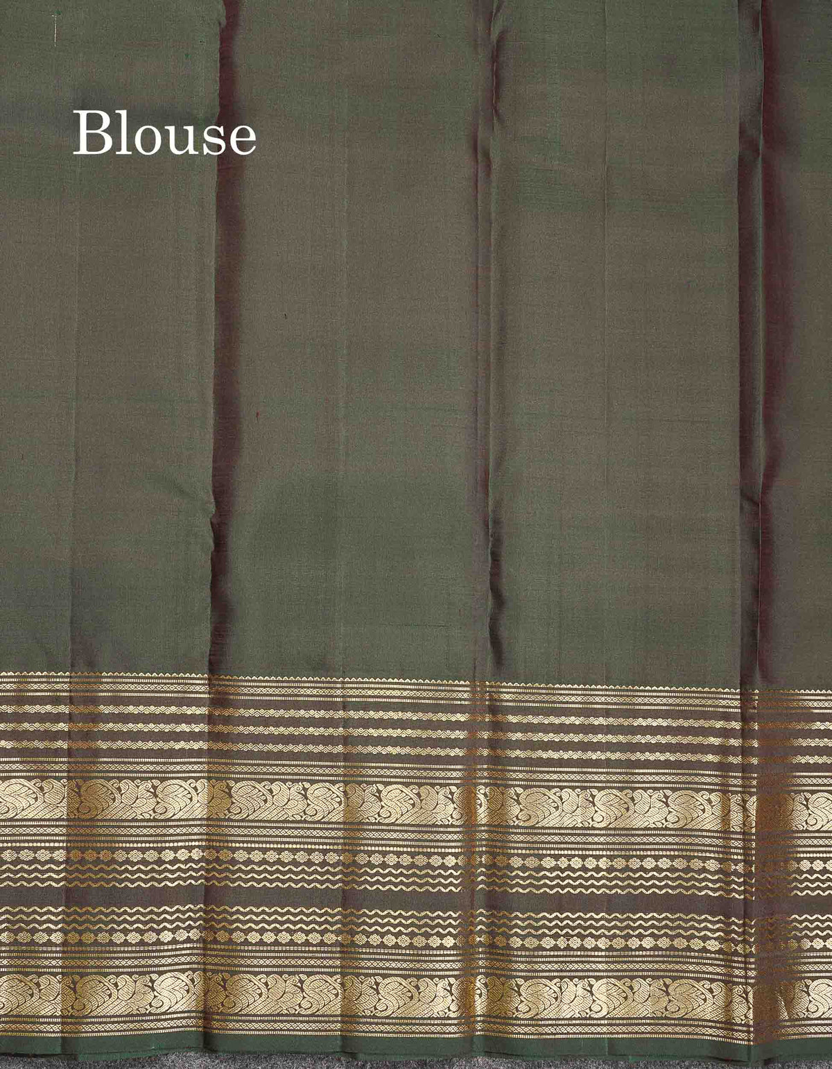 Pure Kanjivaram Silk Saree - Dual Tone Olive Green Colour Body Vaira Oosi Lines With Butta & Traditional Long Border