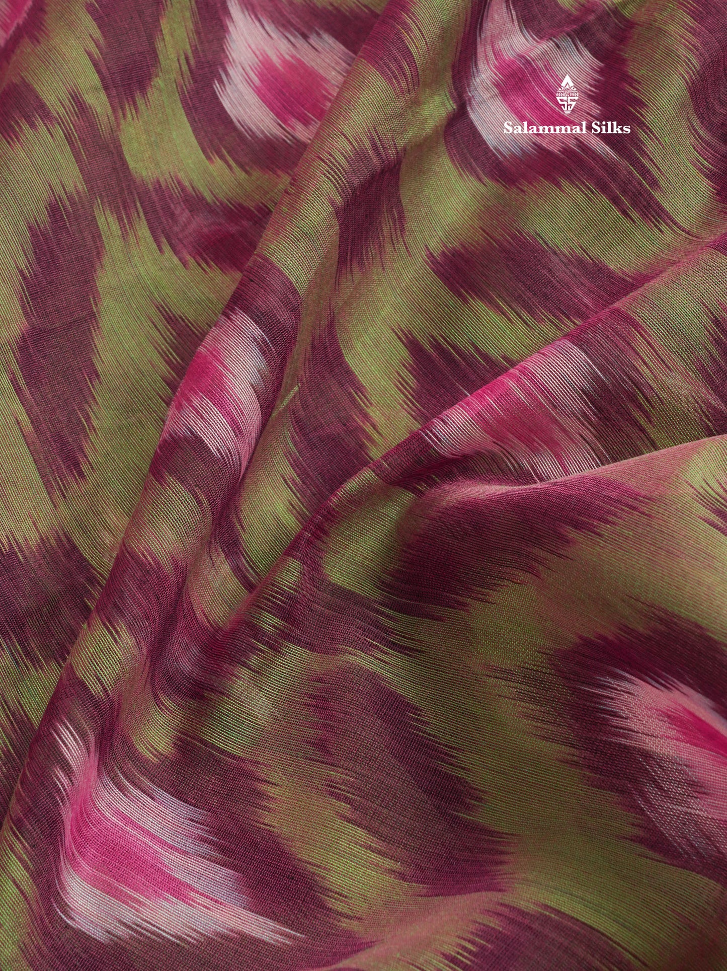 Premium Light Green Pochampalli SICO Cotton Saree With Contrast Violet Border
