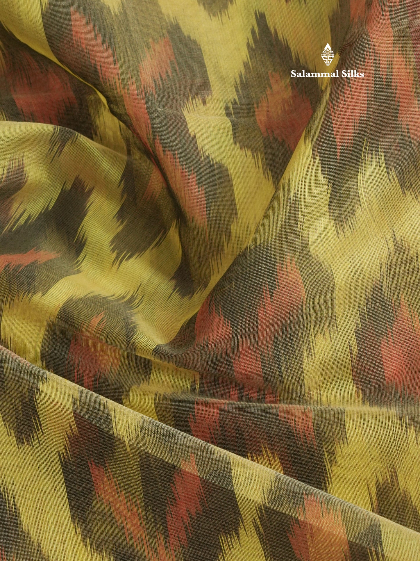 Premium Parrot Green Pochampalli SICO Cotton Saree With Gold Zari Border