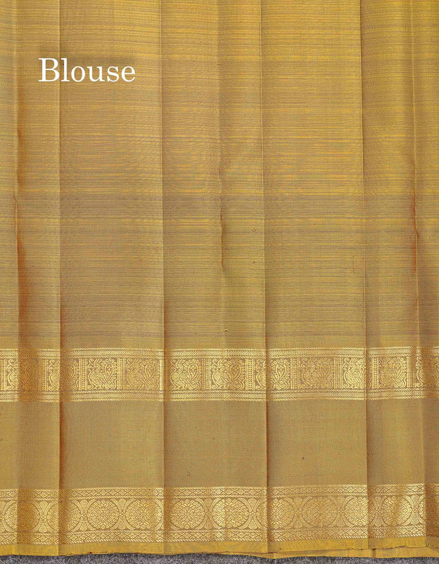 2G Zari Kanjivaram Silk Saree - Brown Colour Body Butta With Contrast Mehandi Green Gap Border