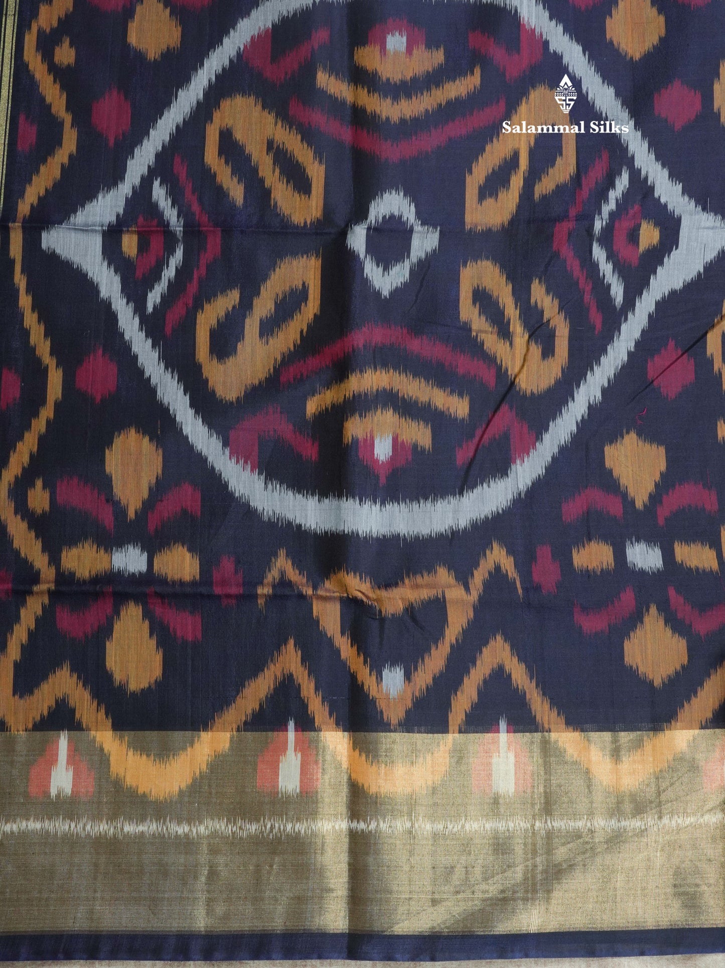 Premium Light Maroon Pochampalli SICO Cotton Saree With Contrast Tissue Navy Blue Border