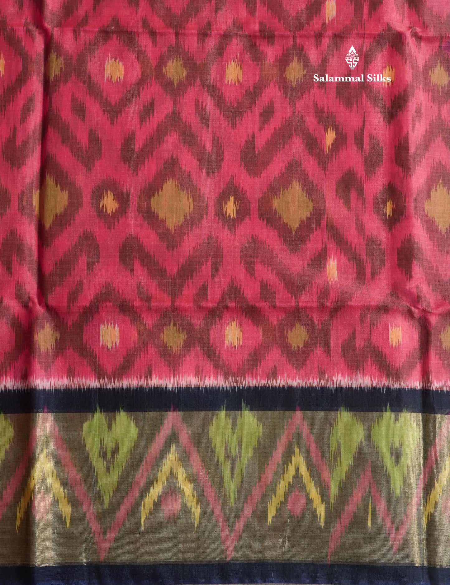 Premium Light Maroon Pochampalli SICO Cotton Saree With Contrast Tissue Navy Blue Border