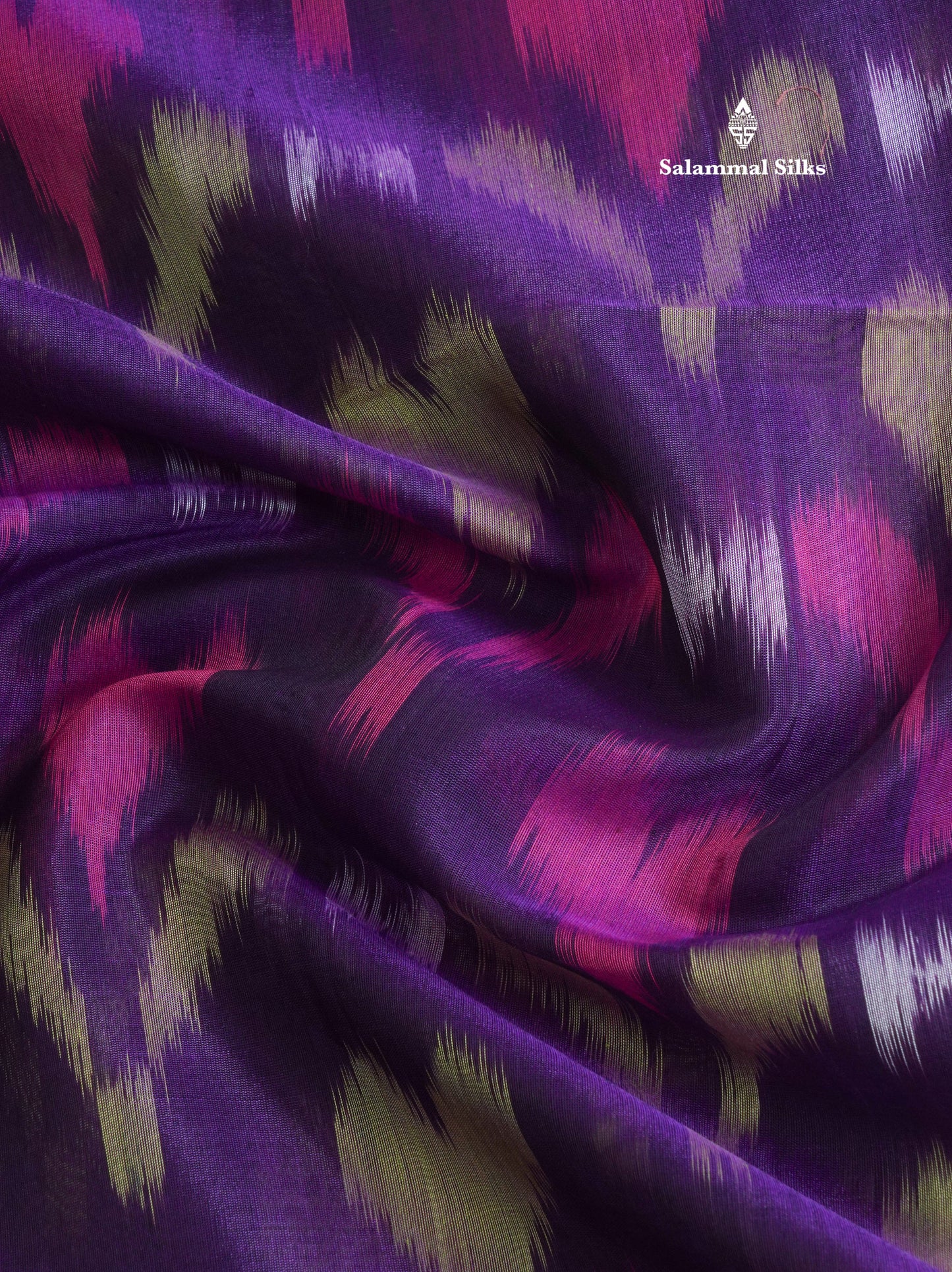 Premium Violet Pochampalli SICO Cotton Saree With Contrast Tissue Sea Green Border