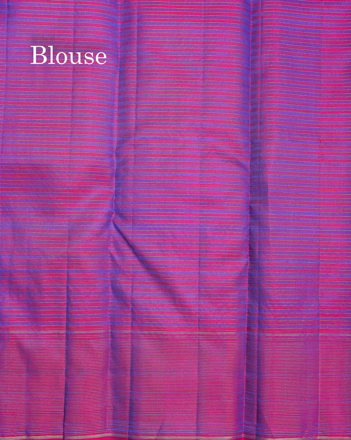 Pure Kanjivaram Silk Saree - Peacock Blue Colour Body Small Checks & Contrast Magenta Pink Vaira Oosi Lines Border