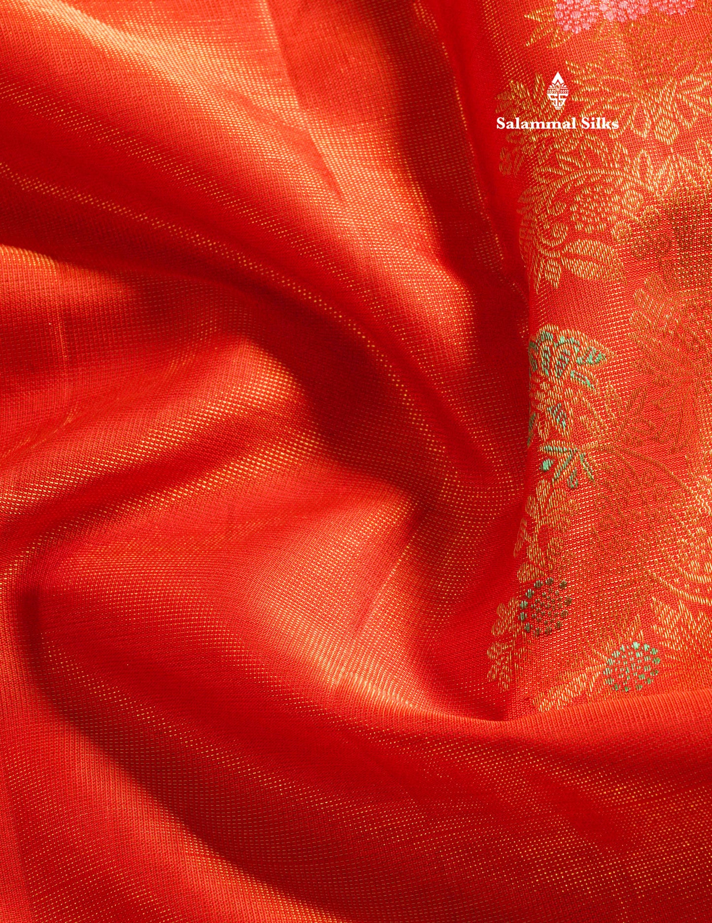 Orange Fancy Vairaoosi Pure Kanjivaram Silk Saree with Contrast Rexona Green Blouse