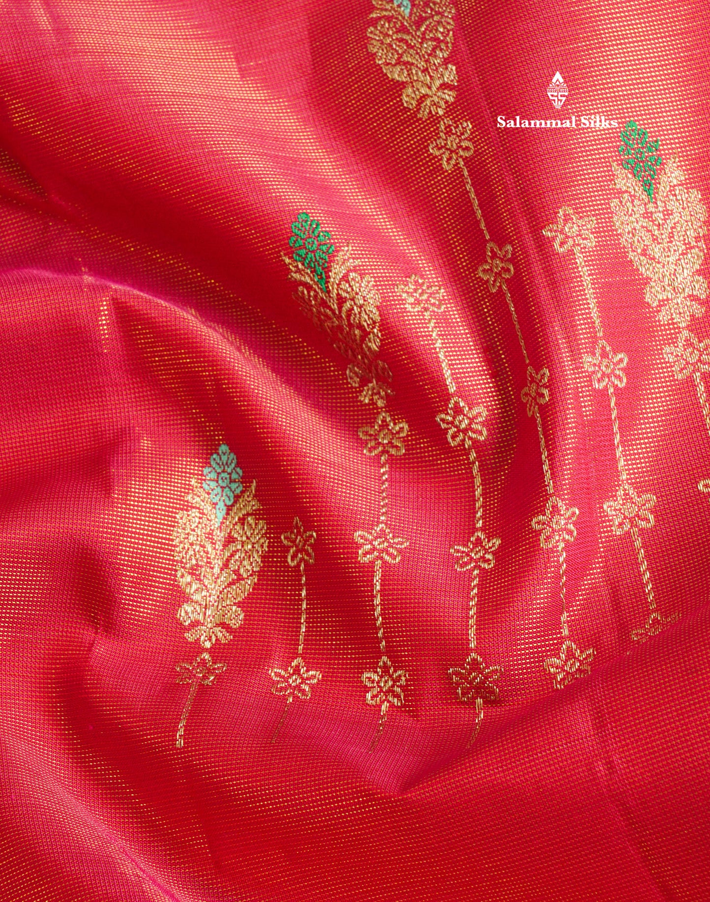 Beautiful Pink Fancy Vairaoosi Pure Kanjivaram Silk Saree with Contrast Rexona Green Blouse