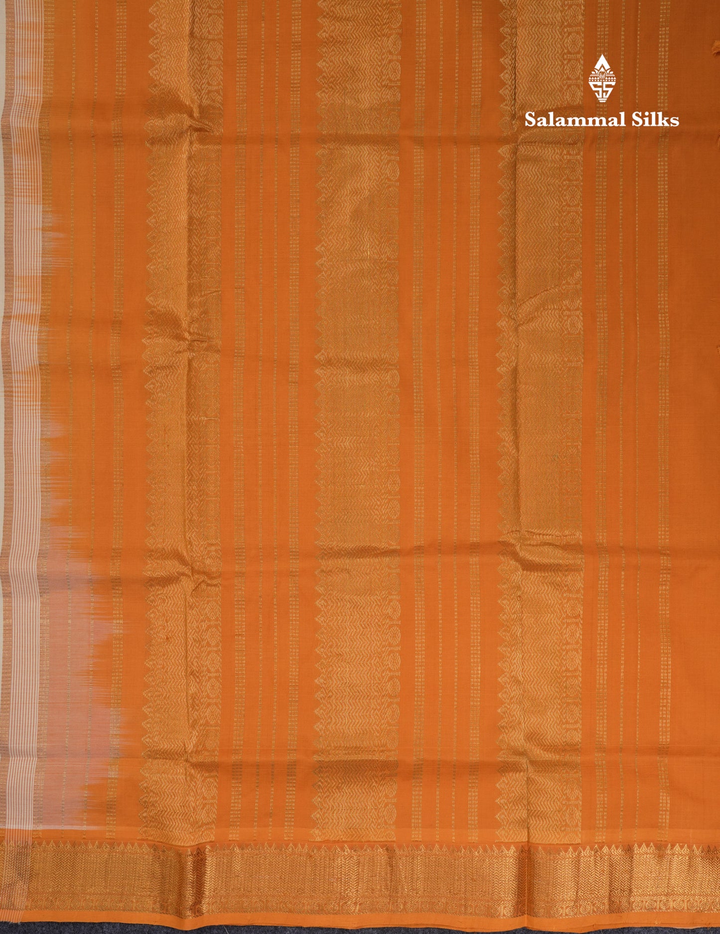 Half White Plain Semi Silk Cotton Saree With Contrast Mustard Yellow Border