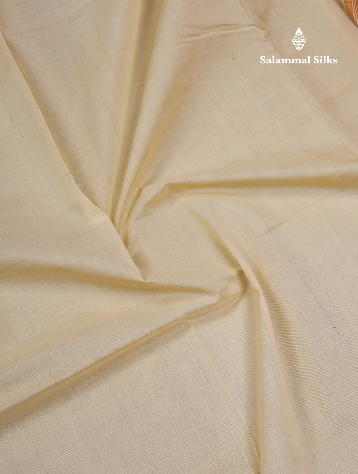 Half White Plain Semi Silk Cotton Saree With Contrast Mustard Yellow Border
