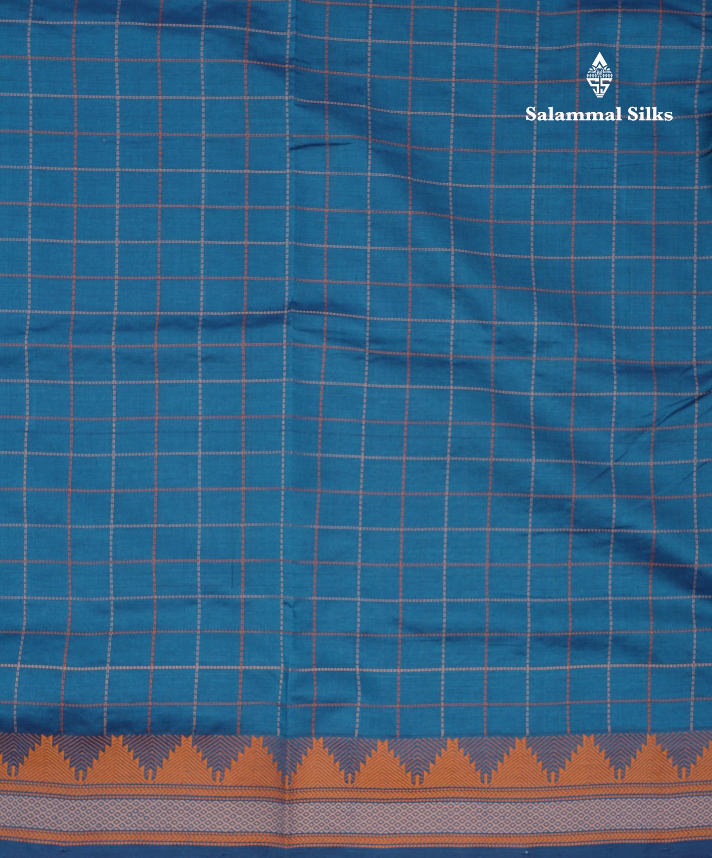 Ramar Blue Semi Silk Cotton Saree With Thread Work Traditional Temple Border