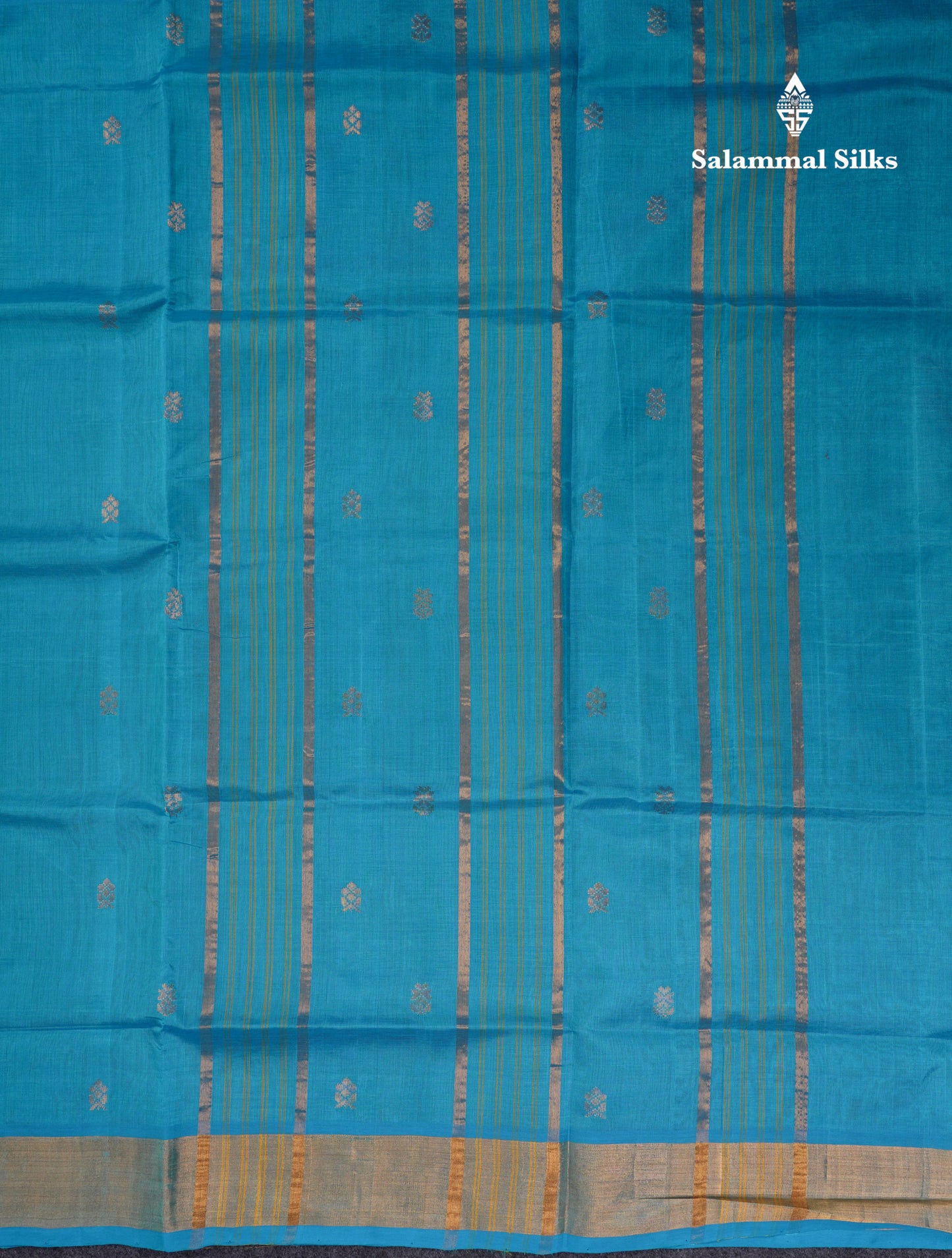 Ramar Blue Pure Silk Cotton Saree With Contrast Pink Blouse