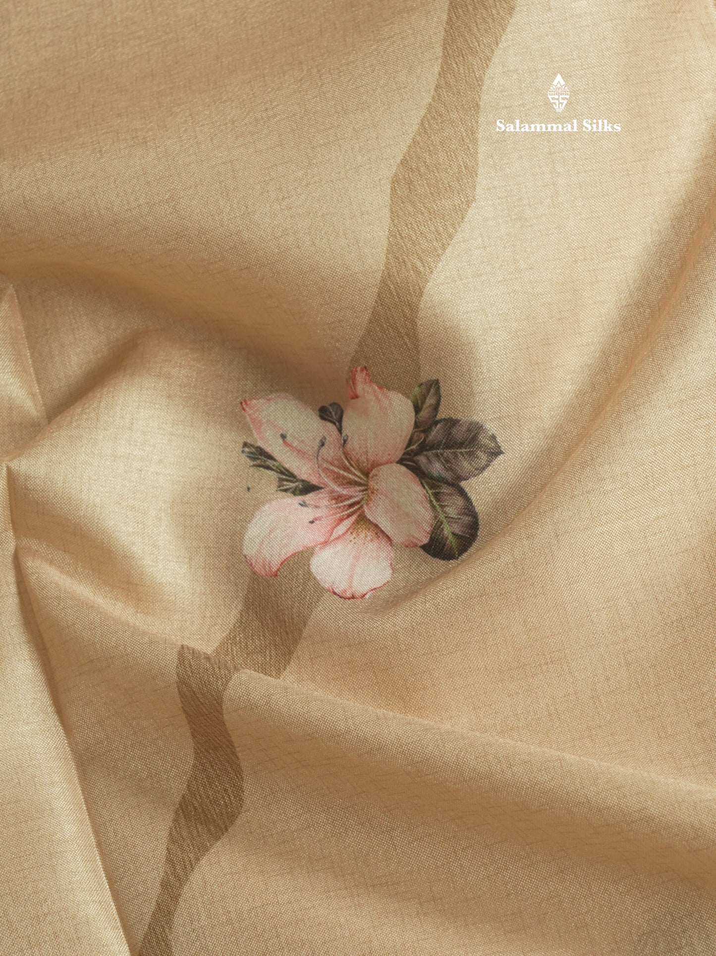 Sandal Printed Semi Tussar Saree With Village Theme Border