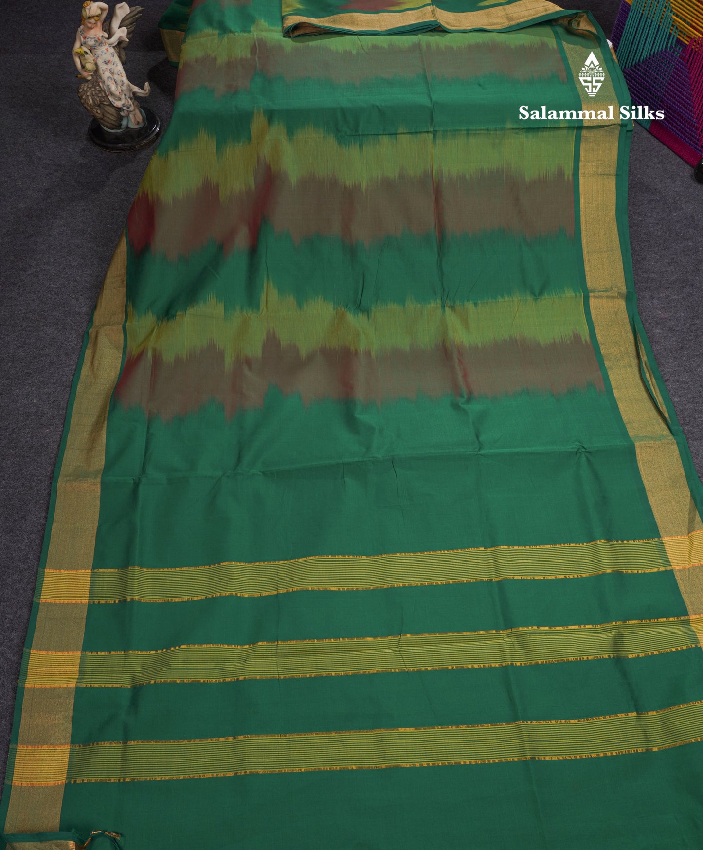 Beautiful Multicolour Colour Semi Silk Cotton Saree With Gold Zari Tissue Border