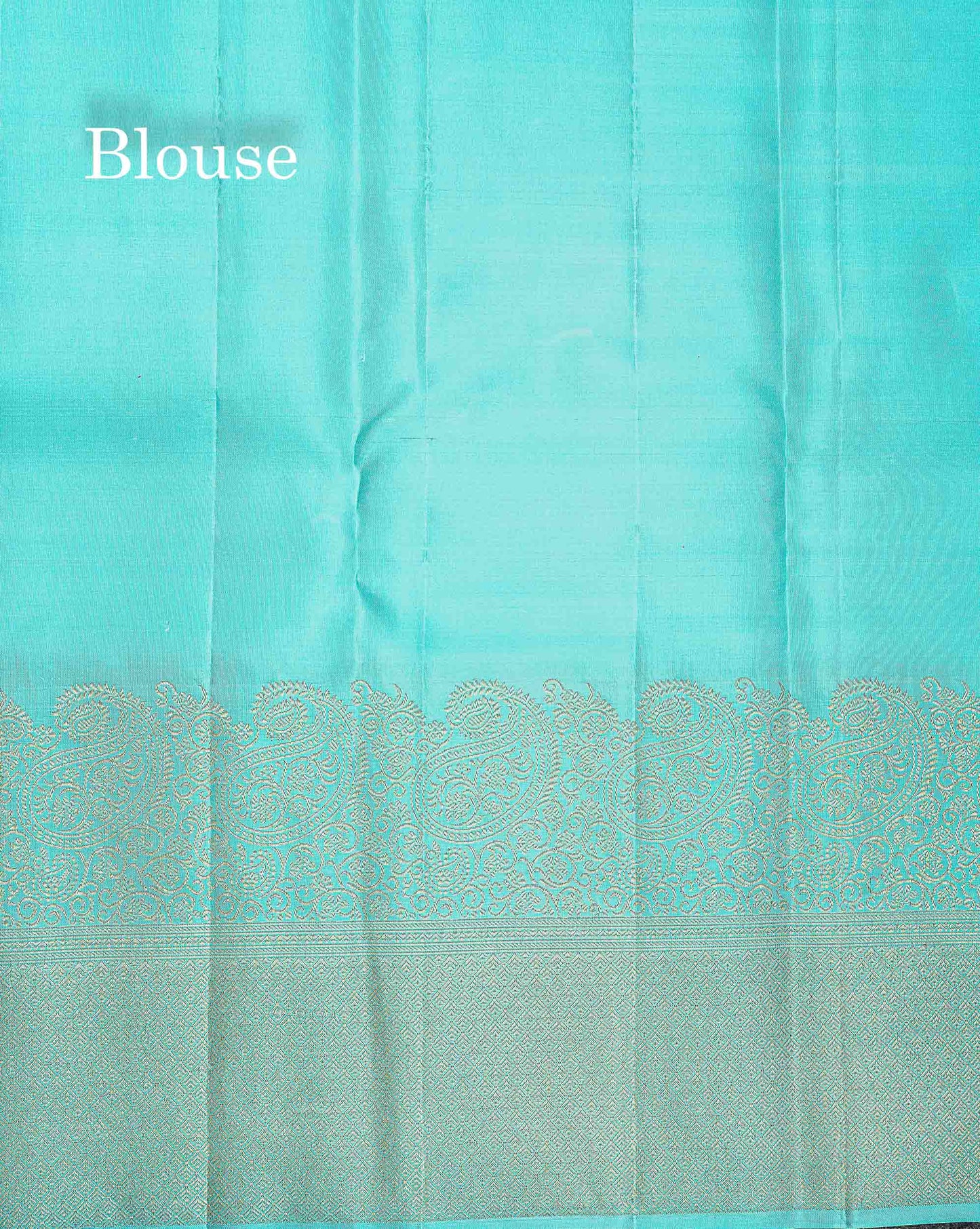 Pure Kanjivaram Silk Saree - Aqua Blue Colour Body Butta With Turning Border