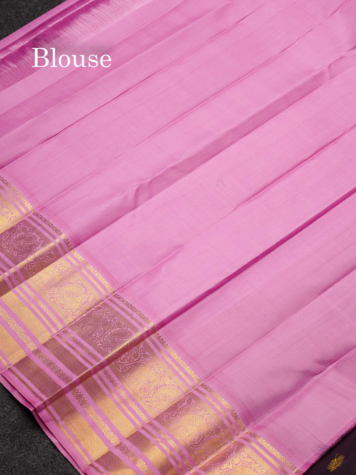 Korvai Beautiful Dark Violet Pure Kanjivaram Silk Saree With Contrast Light Pink Traditional Border