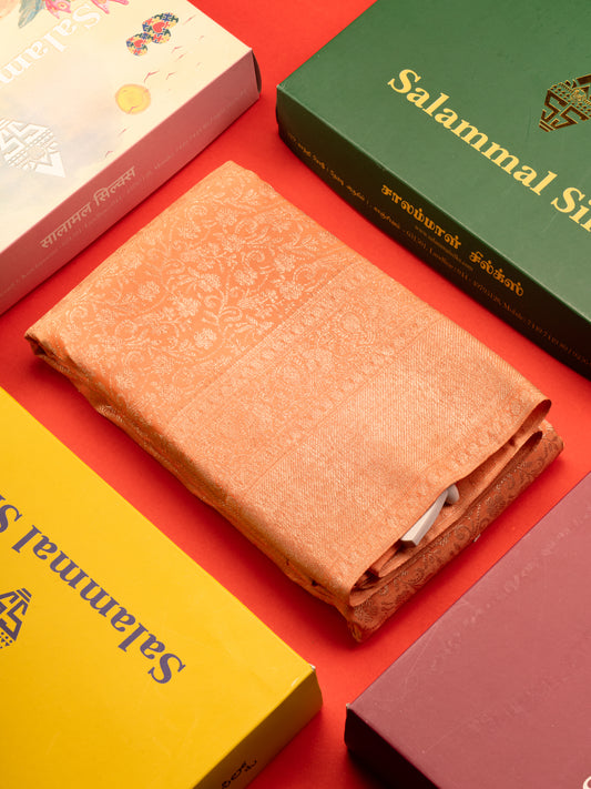 Light Orange Colour Pure Kanjivaram Silk Saree with Self Border