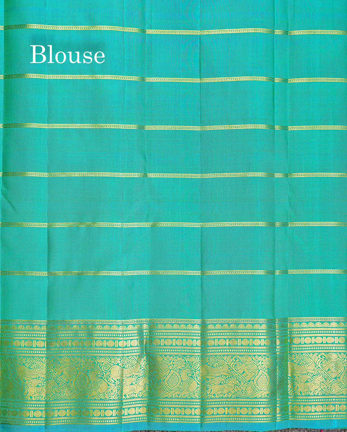 Pure Kanjivaram Silk Saree - Manthulir Green Colour Body With Sapphire Blue Traditional Border