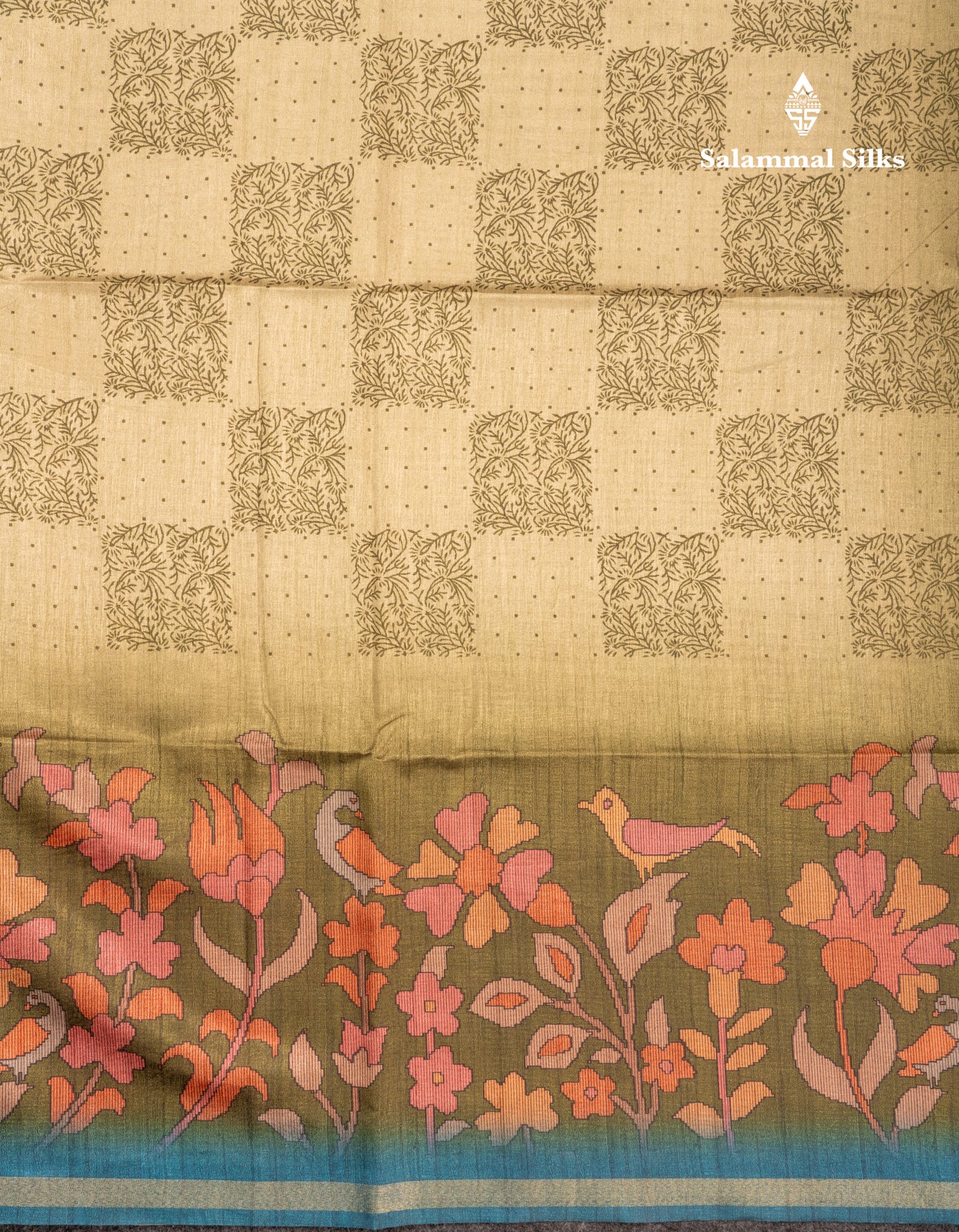 Pista Green Semi Tussar Fancy Saree With Small Ribbon Border