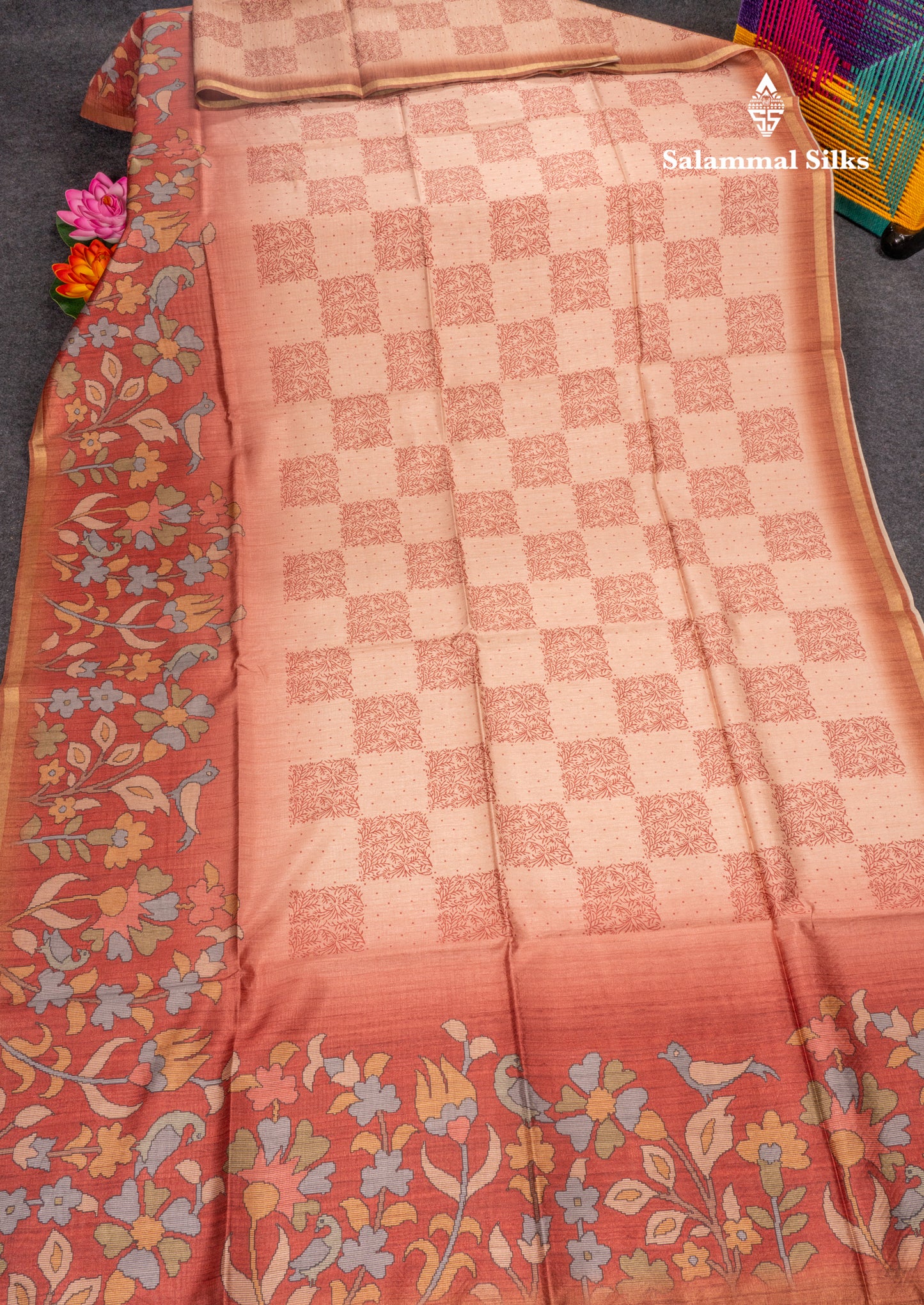 Pista Green Semi Tussar Fancy Saree With Small Ribbon Border