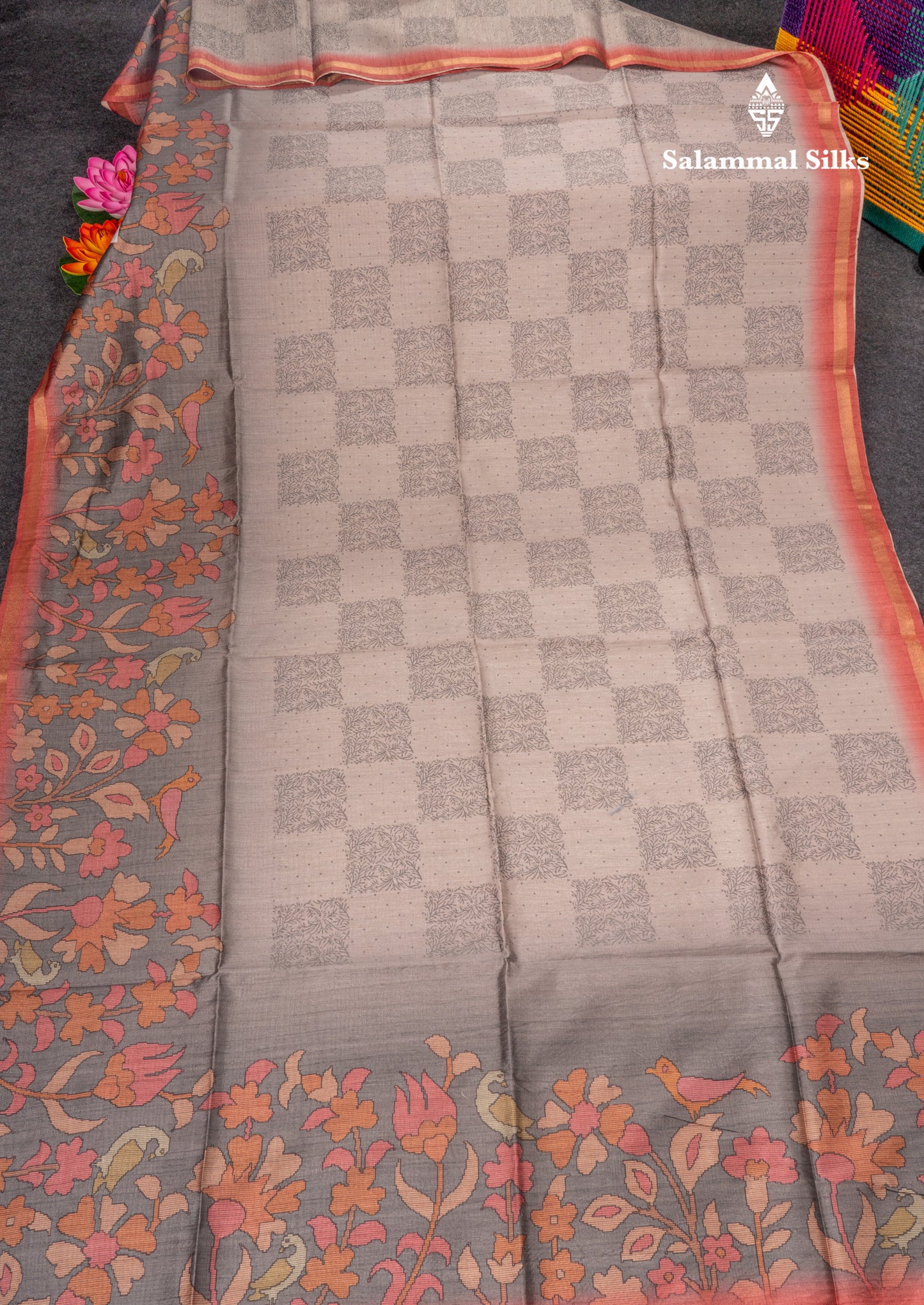Pista Green Semi Tussar Fancy Saree With Small Ribbon Border