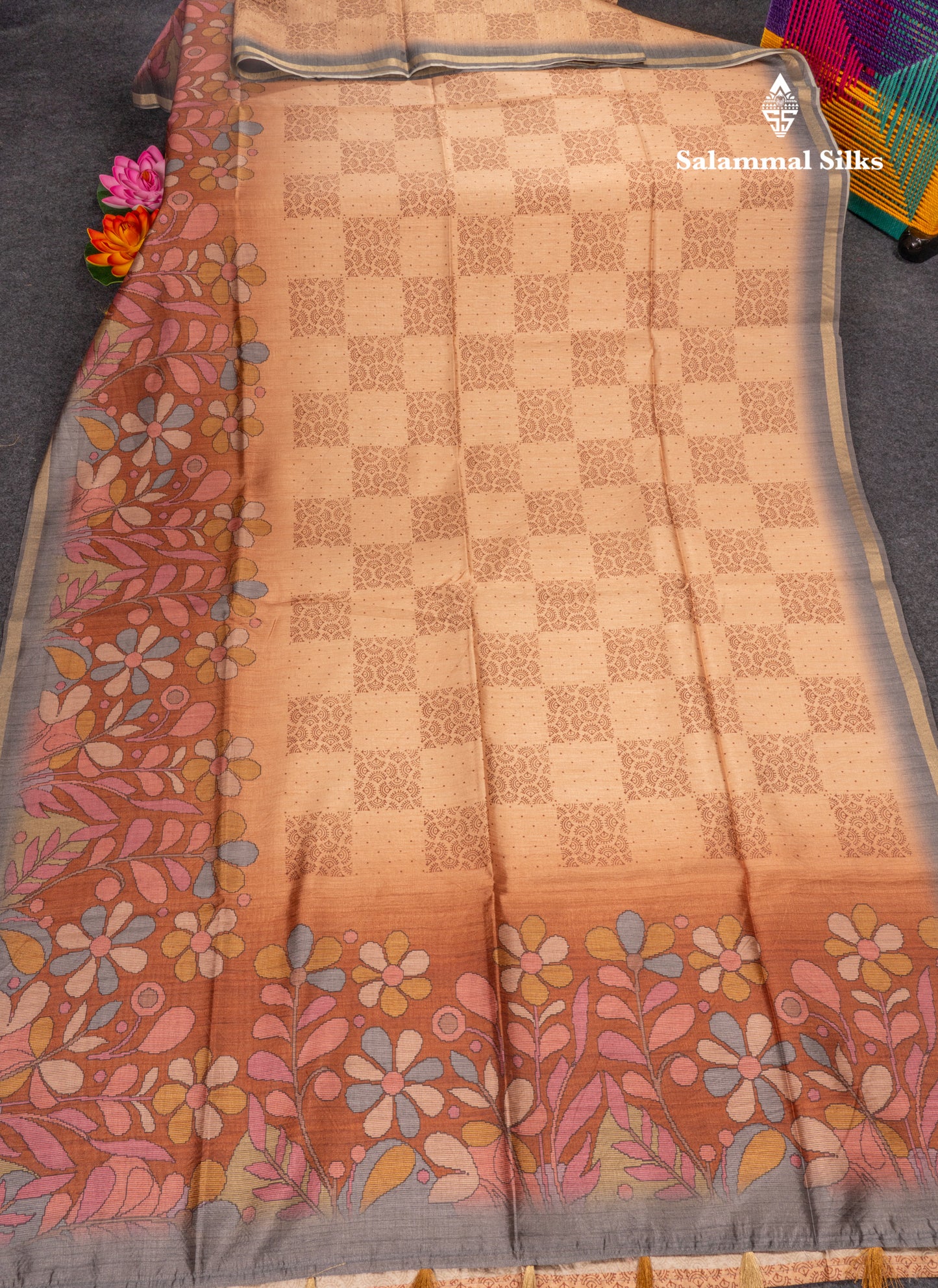 Pista Green Semi Tussar Fancy Saree With Small Ribbon Border