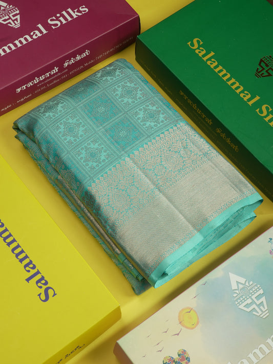 Light Anandha Blue Beautiful Bridal Pure Kanjivaram Silk Saree With Self Border