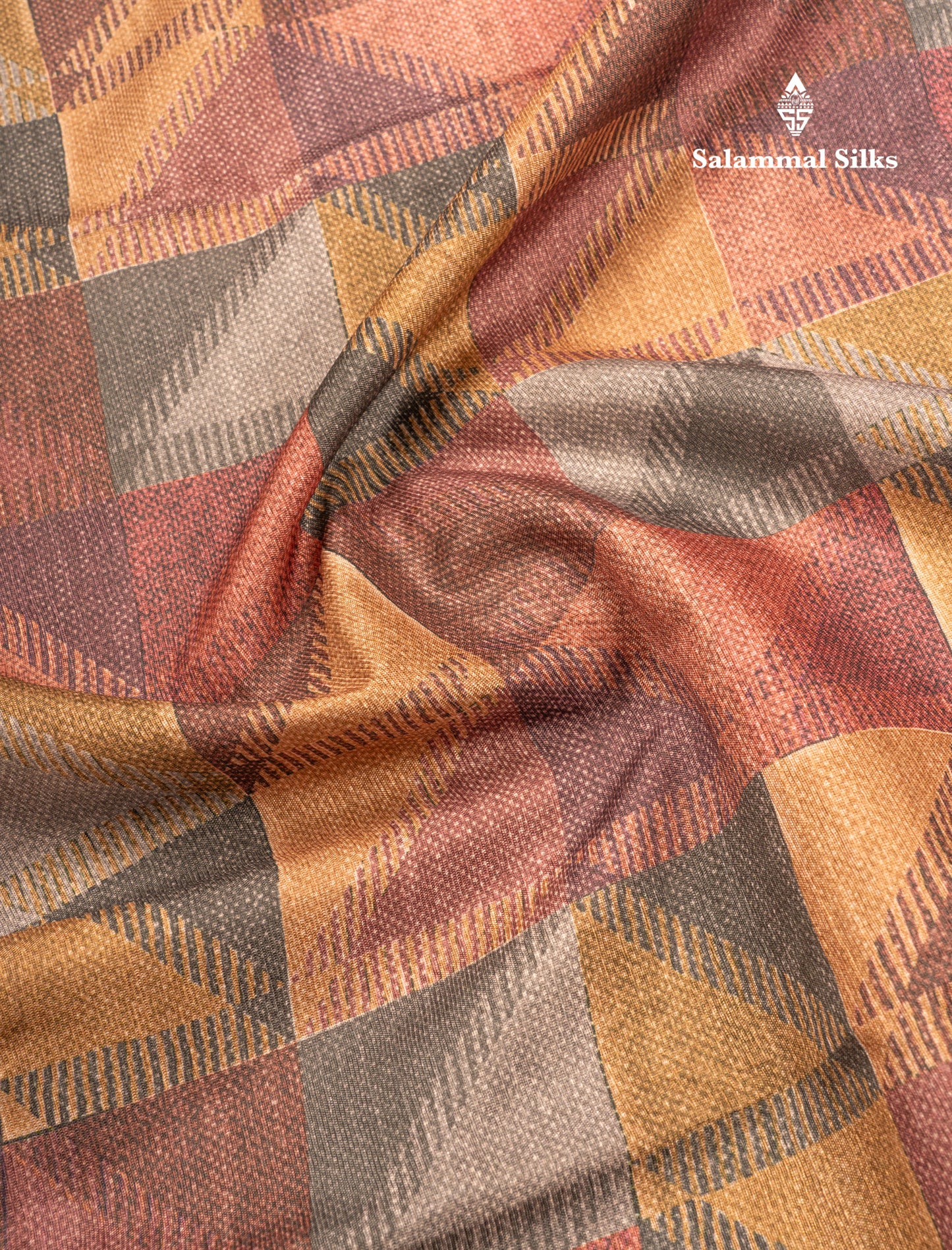 Brown Semi Tussar Fancy Saree With Gold Border