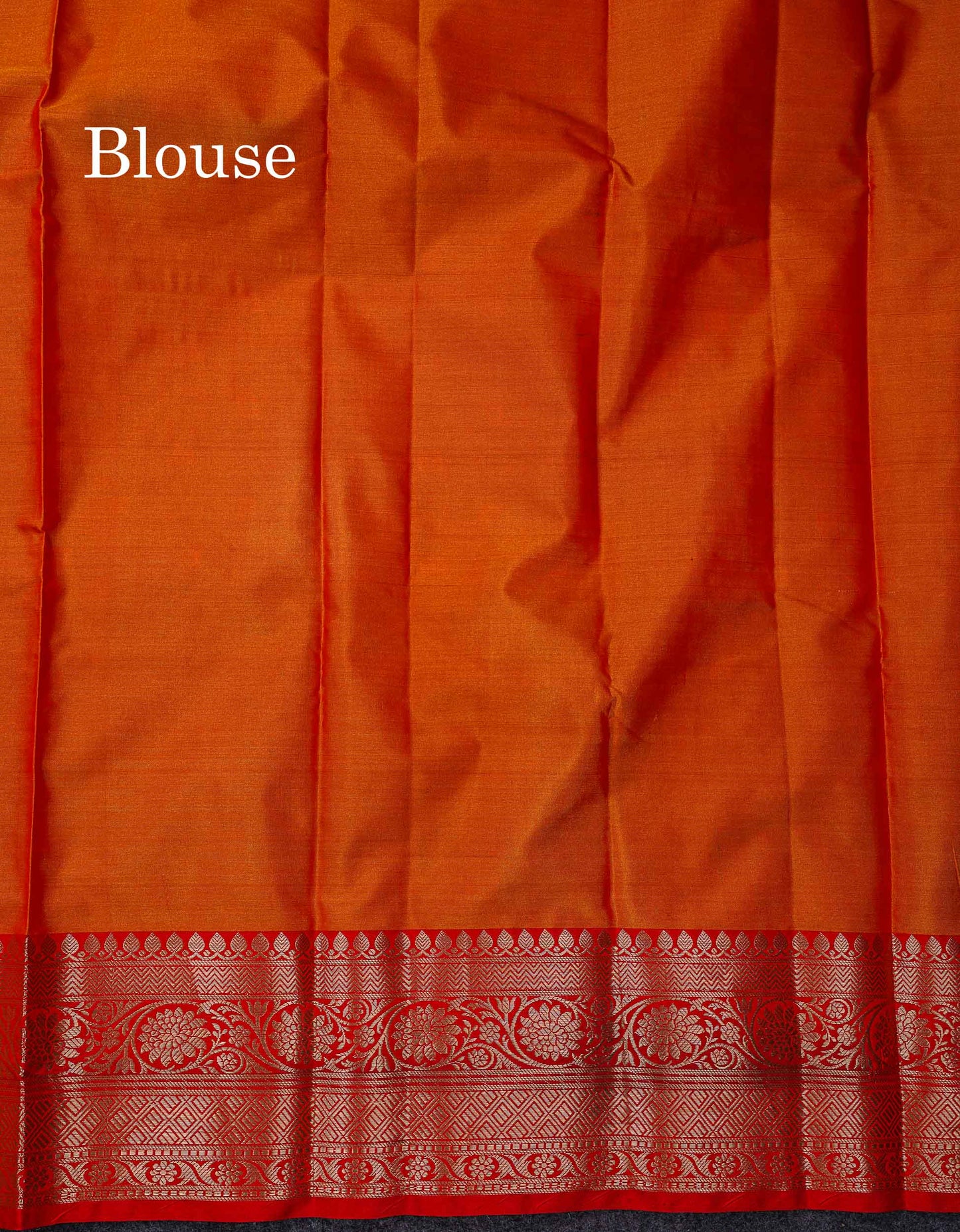Beautiful Dual Tone Sapphire Green Pochampalli Design Semi Silk Saree With Contrast Rust Orange Blouse