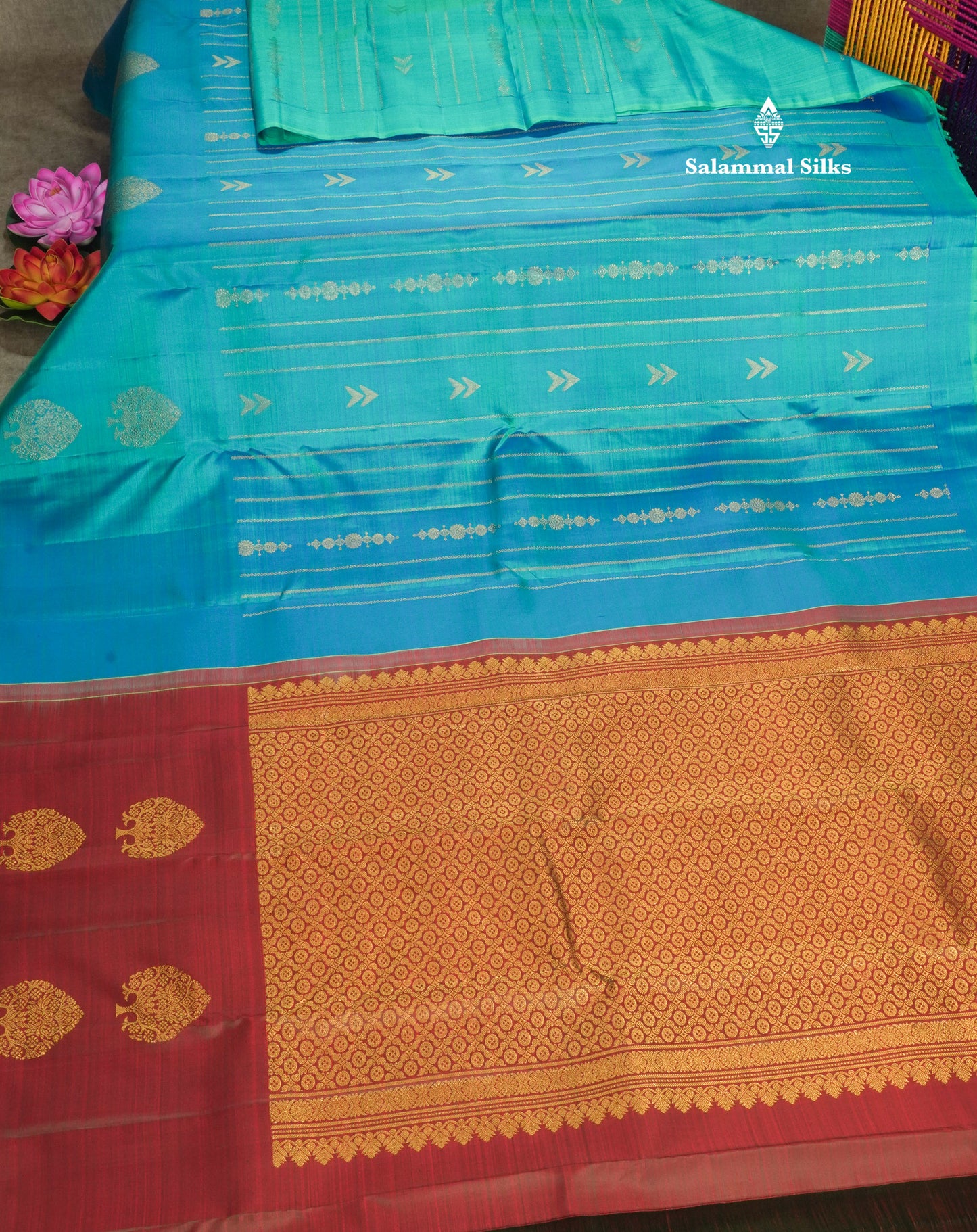 Peacock Blue Beautiful Fancy Pure Kanjivaram Silk Saree