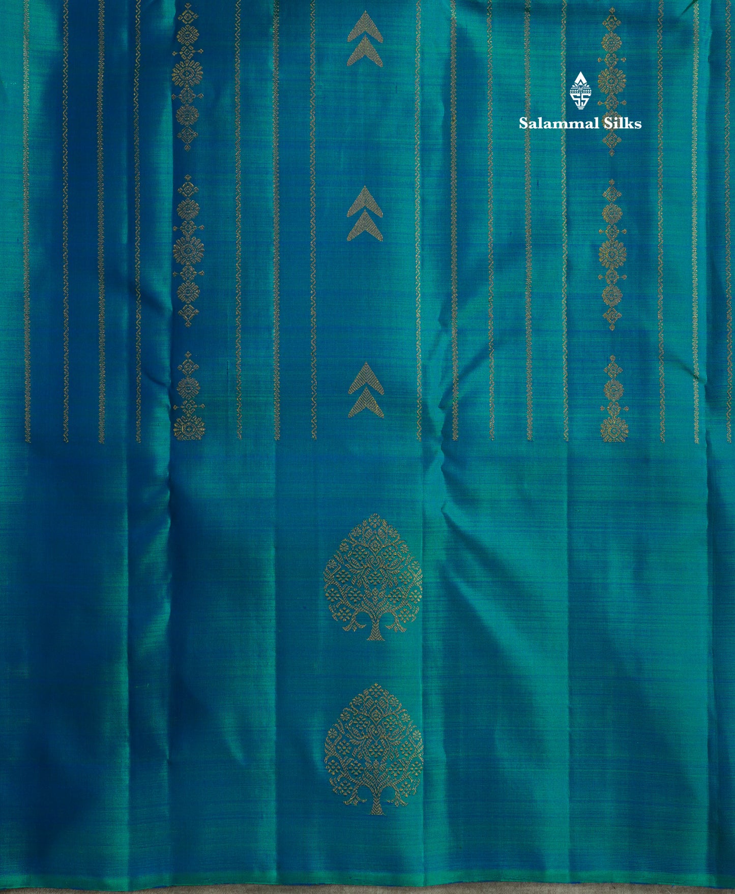 Peacock Blue Beautiful Fancy Pure Kanjivaram Silk Saree