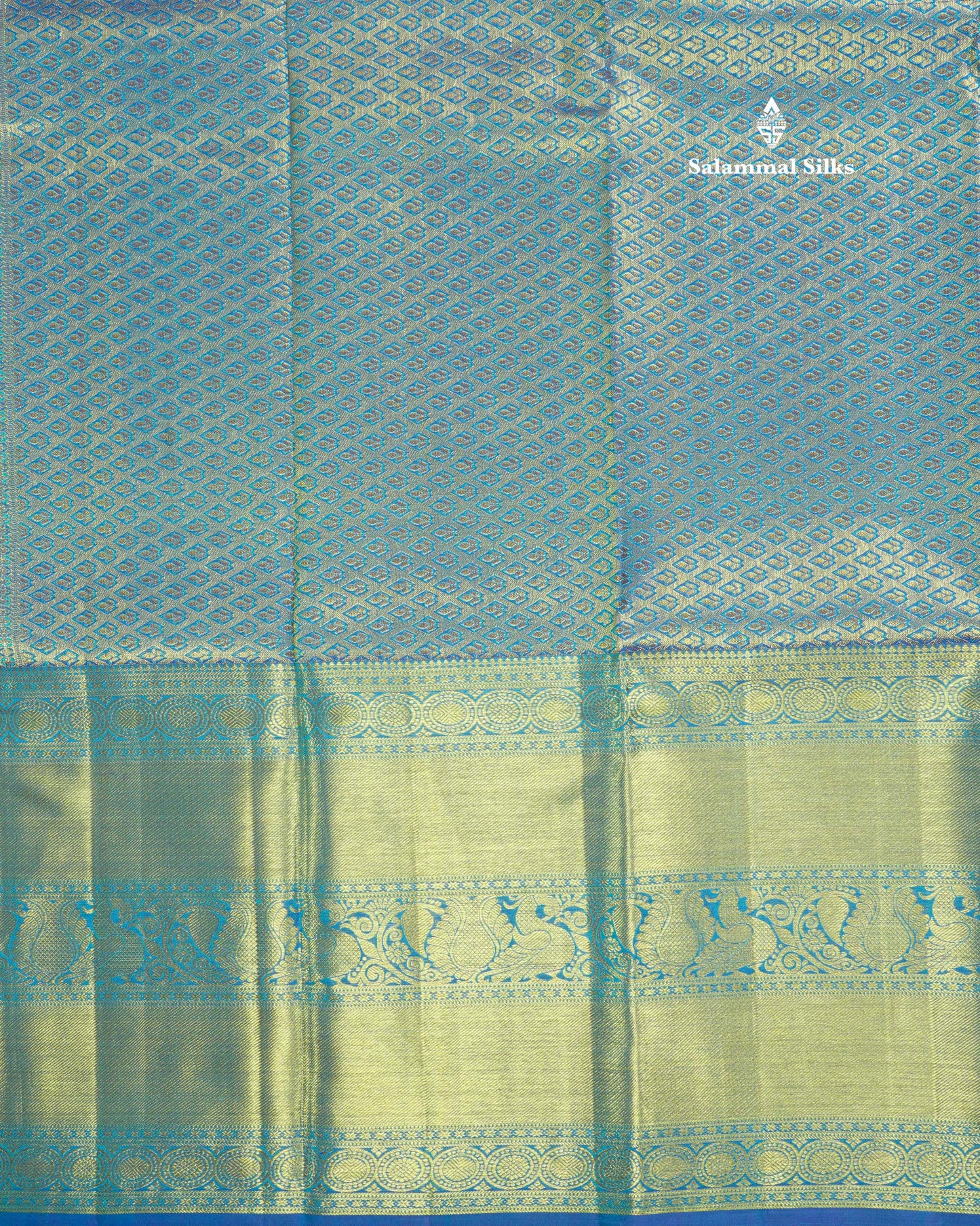 Ramar Blue Bridal Pure Kanjivaram Silk Saree With Royal Blue Long Border