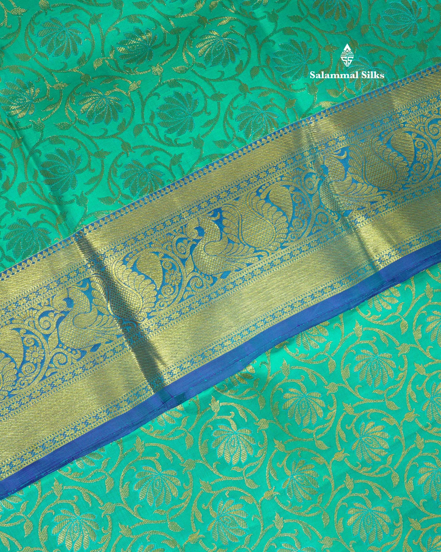 Ramar Blue Bridal Pure Kanjivaram Silk Saree With Royal Blue Long Border
