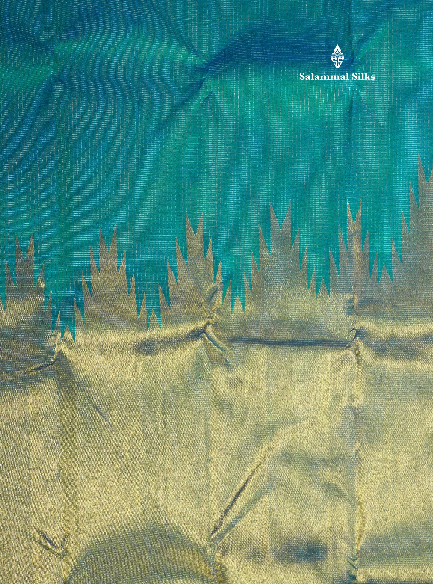 Peacock Blue Traditional Vairaoosi Checks Pure 8 Kol Kanjivaram Silk Saree With Rising Temple Border