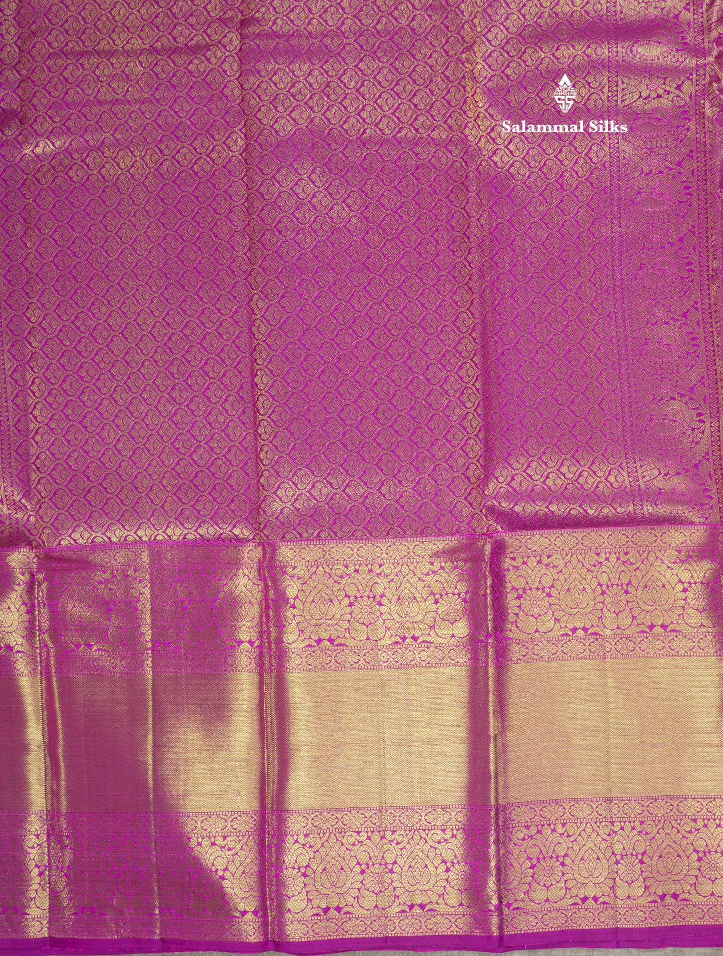 Reddish Pink Meena Work Bridal Pure Kanjivaram Silk Saree With Violet Long Border