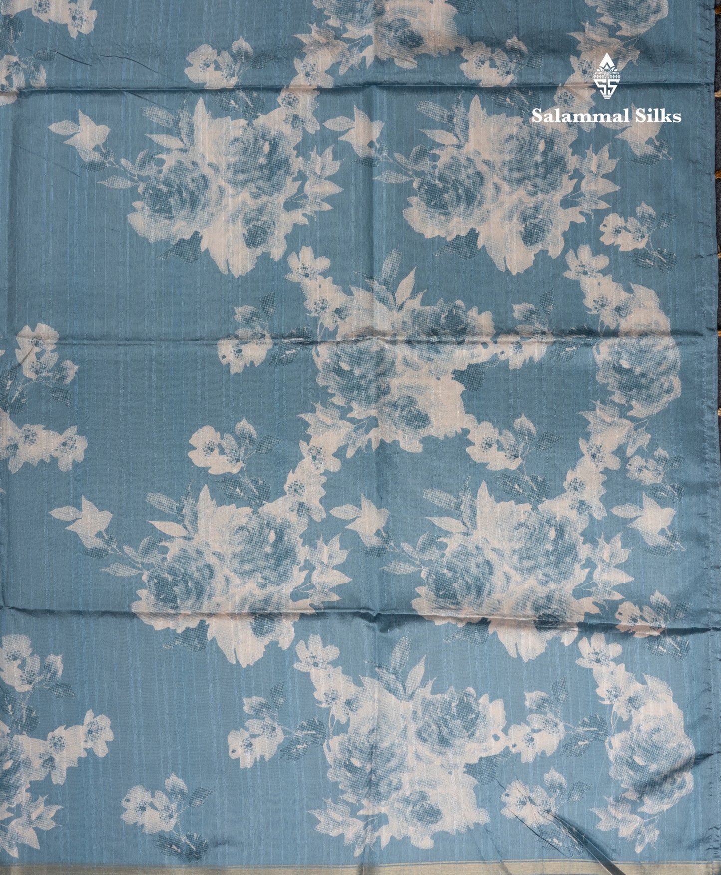 Pastel Blue Colour Semi Tussar Fancy Saree With Small Zari Border