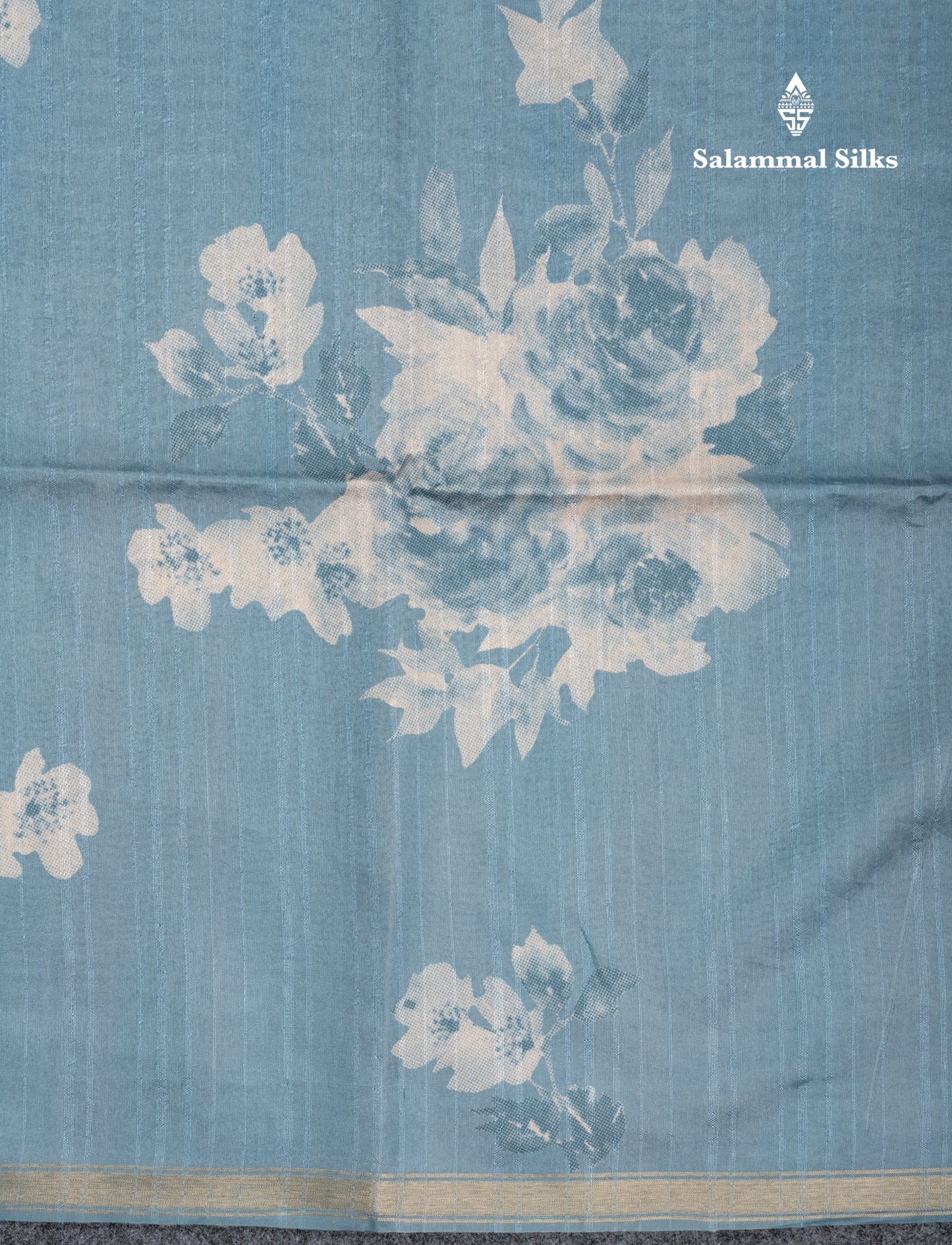 Pastel Blue Colour Semi Tussar Fancy Saree With Small Zari Border