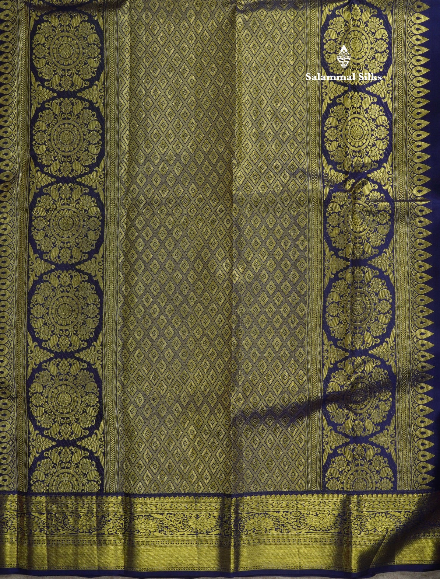 Baby Pink Bridal Pure Kanjivaram Silk Saree With Navy Blue Border