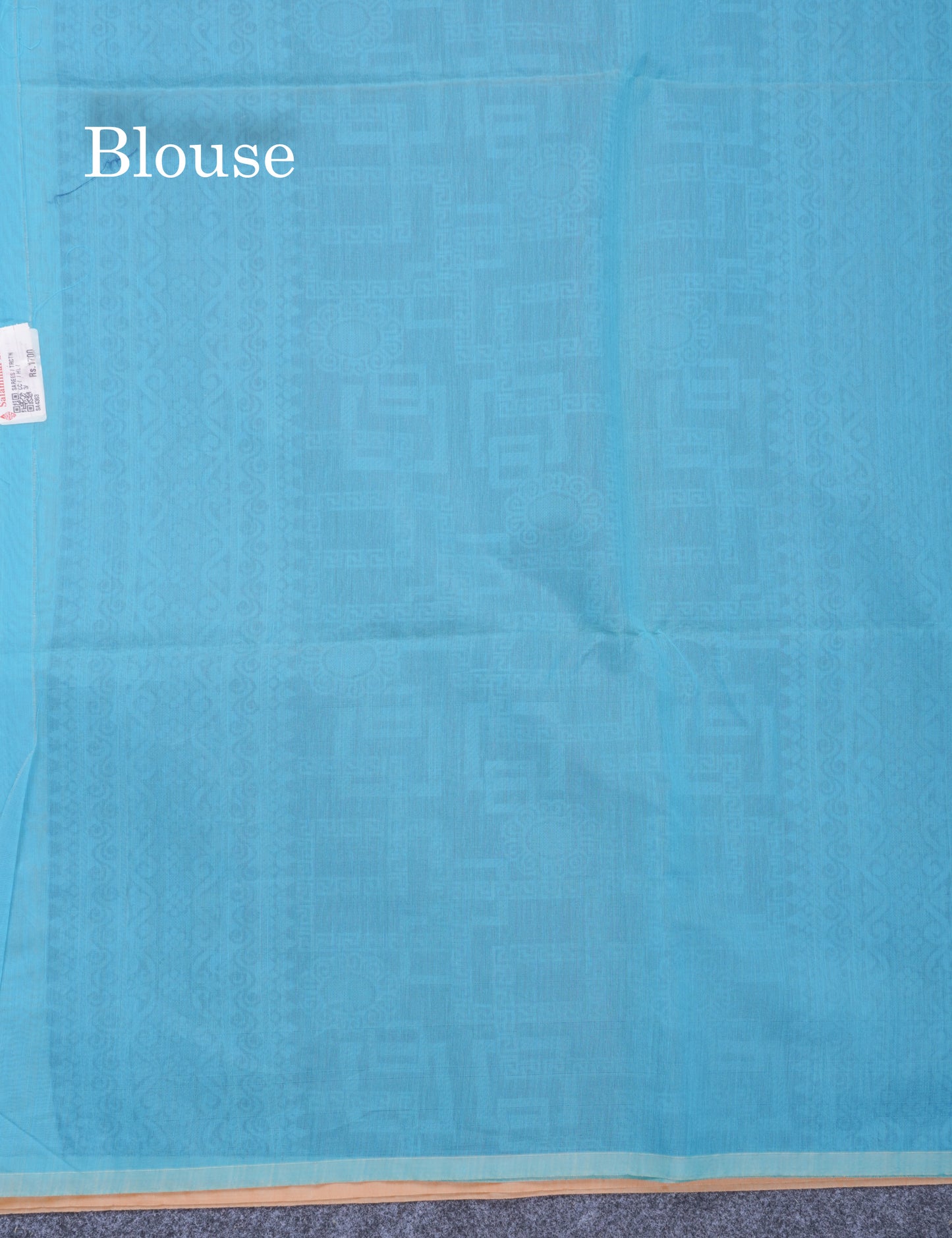 Peach Beautiful Fancy Kora Cotton Saree With Contrast Sky Blue Blouse