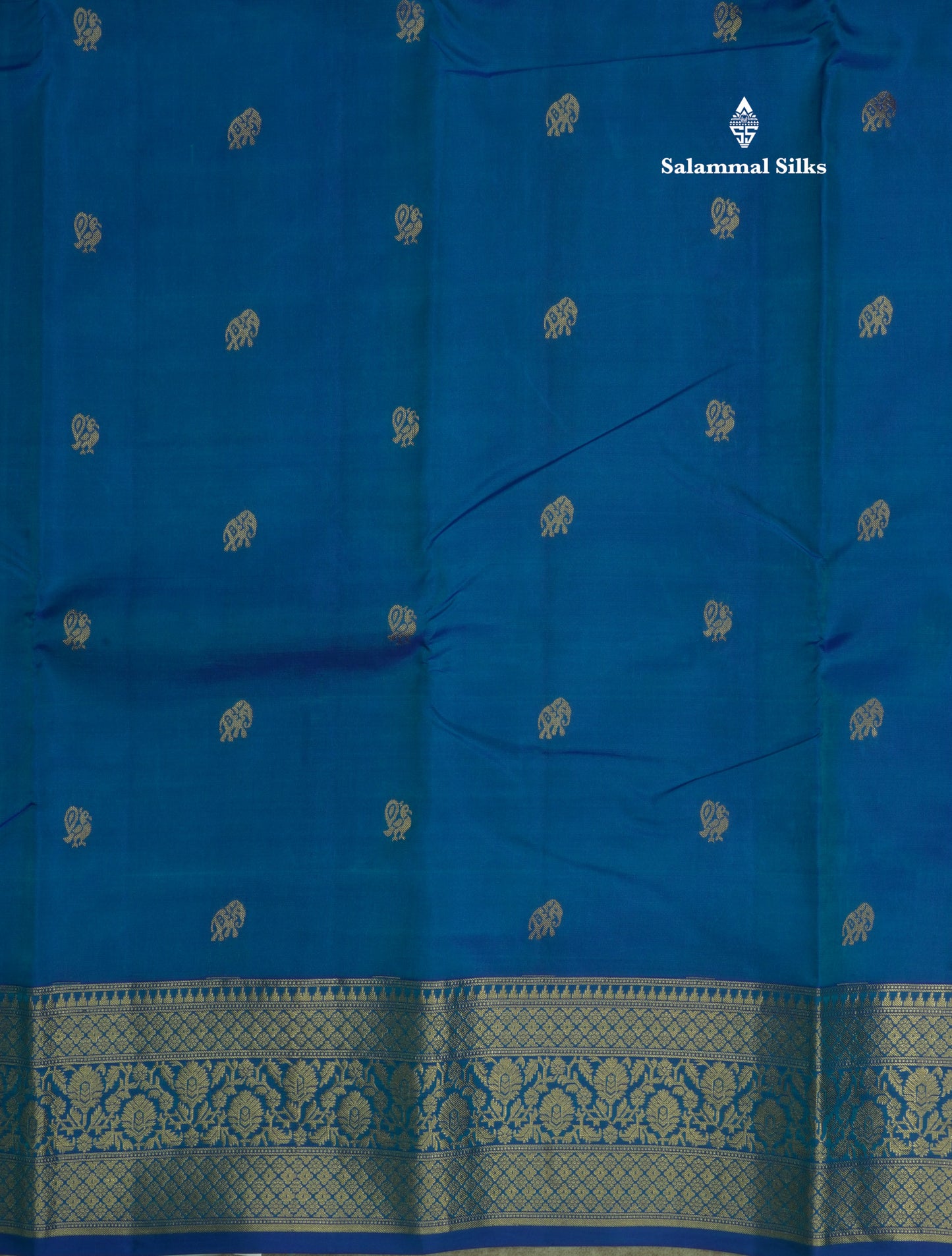 Peacock Blue Traditional Pure Kanjivaram Silk Saree With Self Border