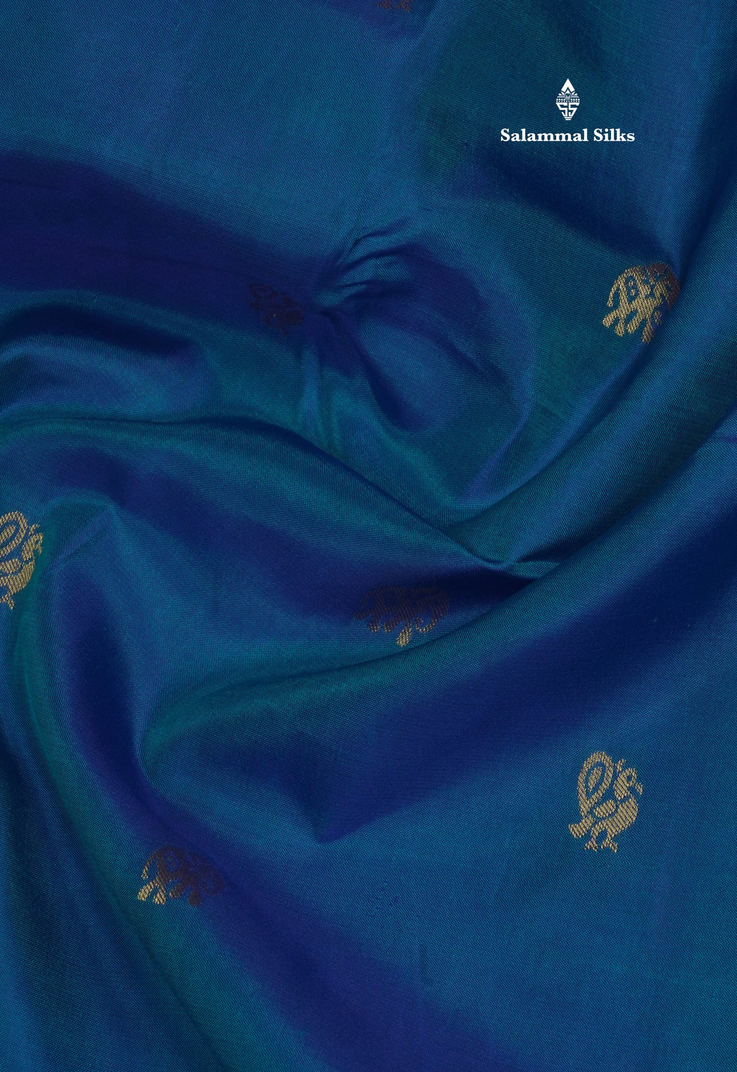 Peacock Blue Traditional Pure Kanjivaram Silk Saree With Self Border