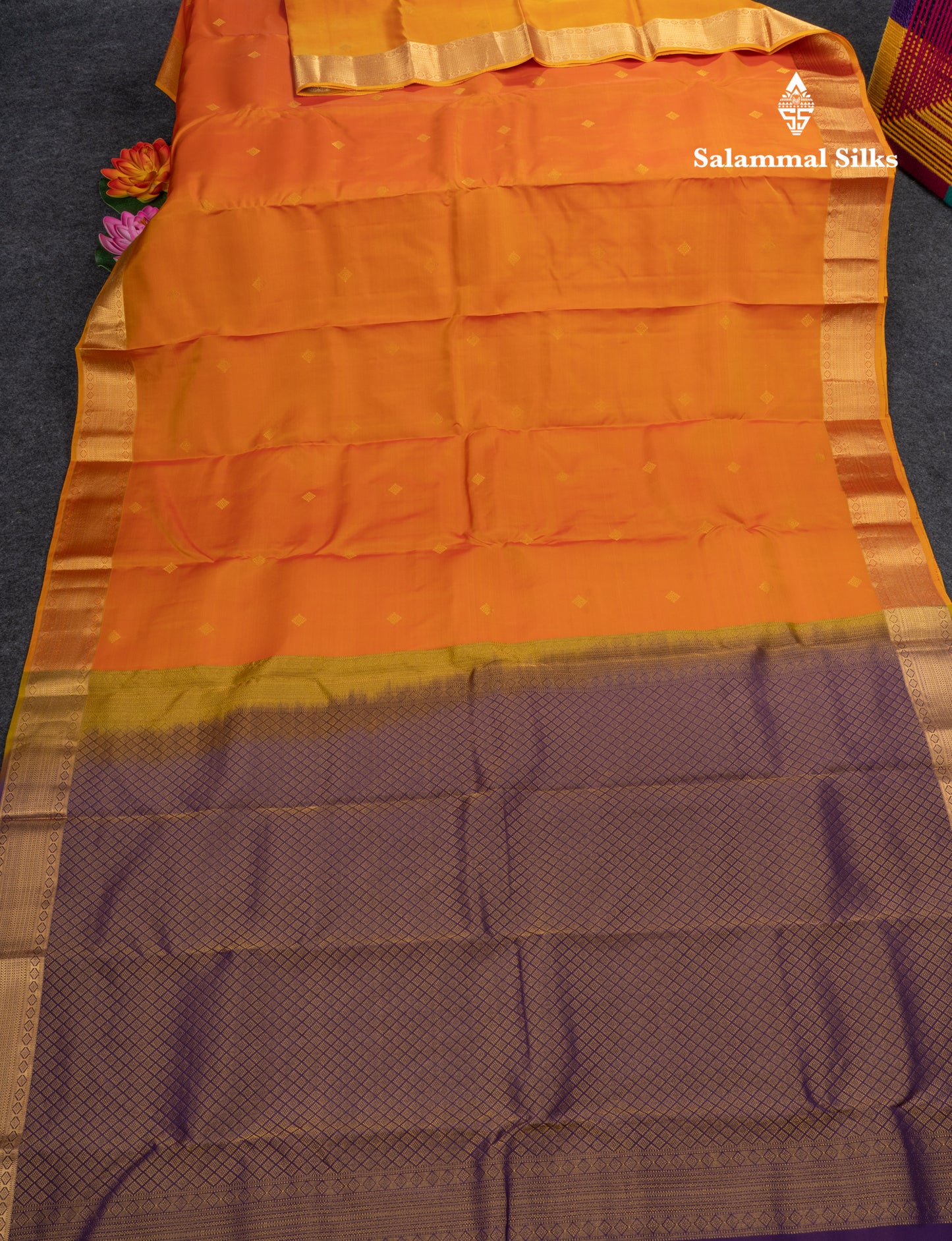 Violet Pure Silk Mix Saree With Contrast Purple Blouse