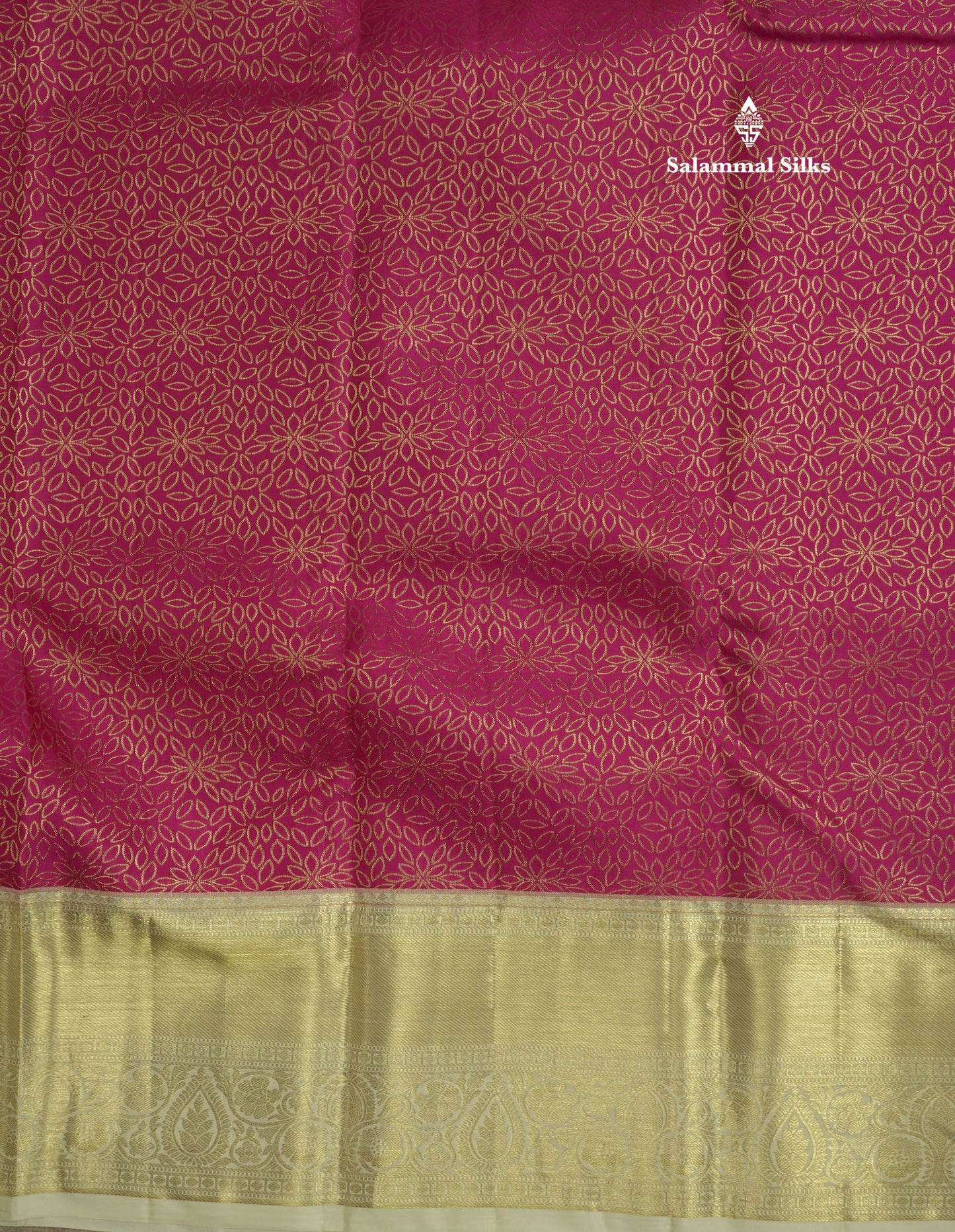 Korvai Magenta Pink Beautiful Bridal Pure Kanjivaram Silk Saree With Half White Border